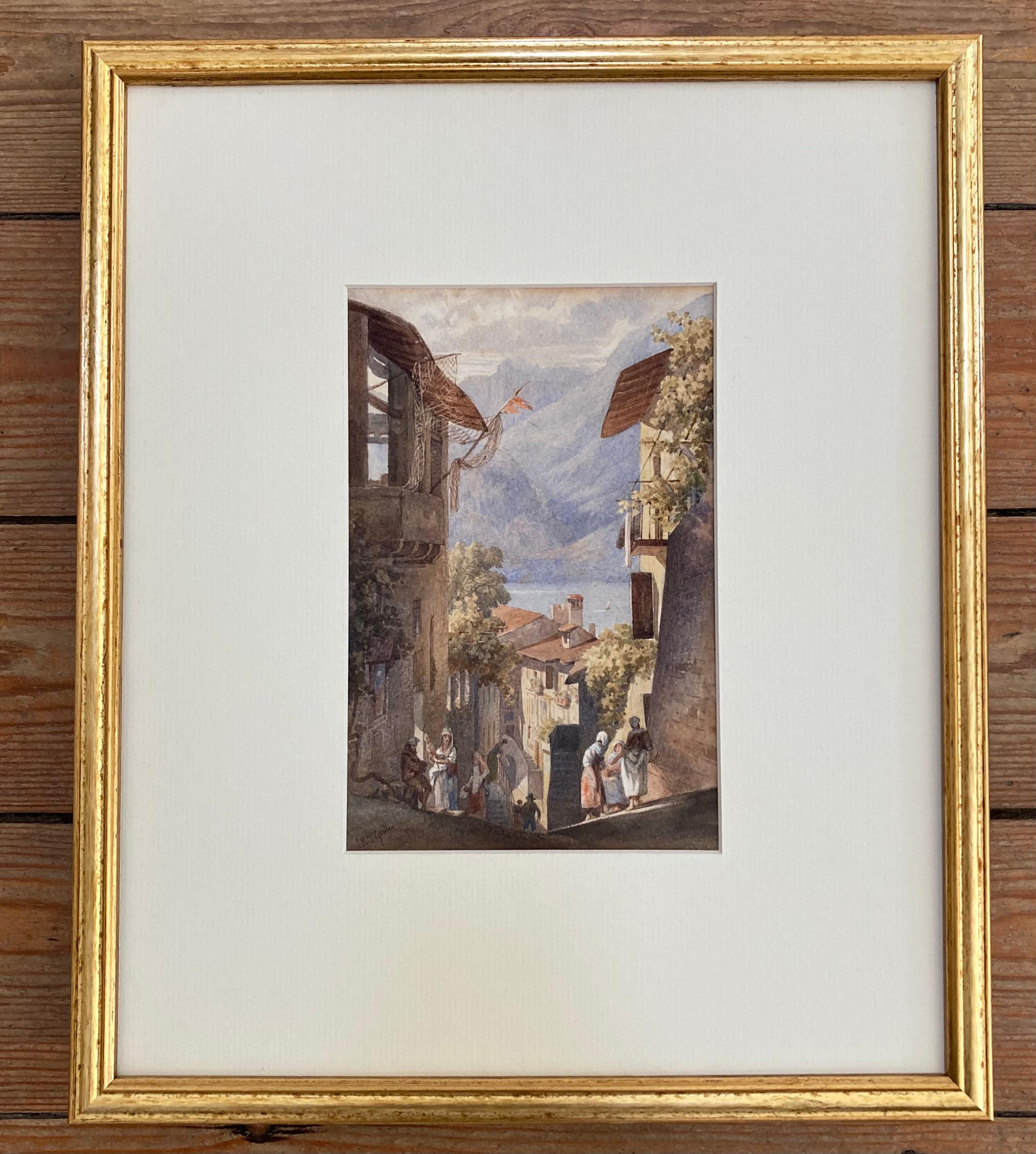 Victorian 19th Century watercolour, Lake Como, Italy For Sale 1