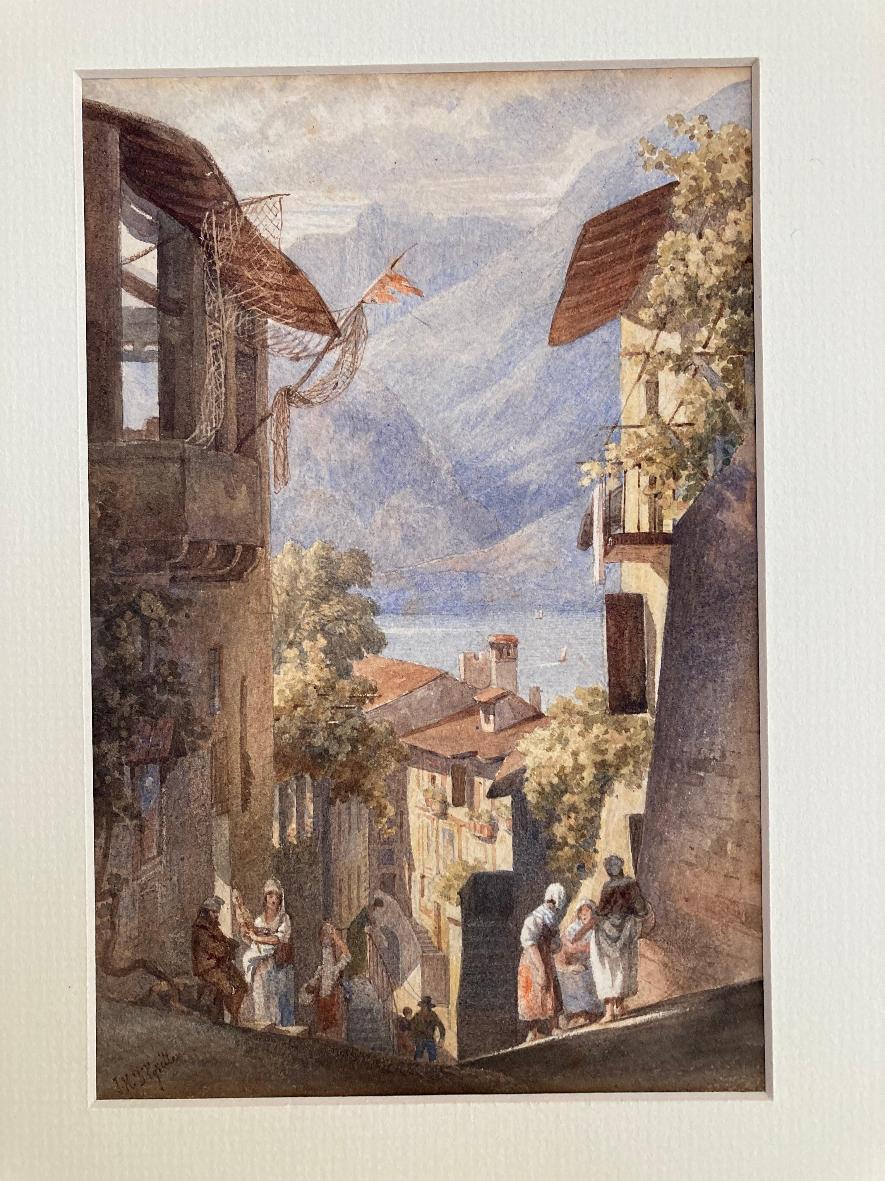 Victorian 19th Century watercolour, Lake Como, Italy For Sale 4