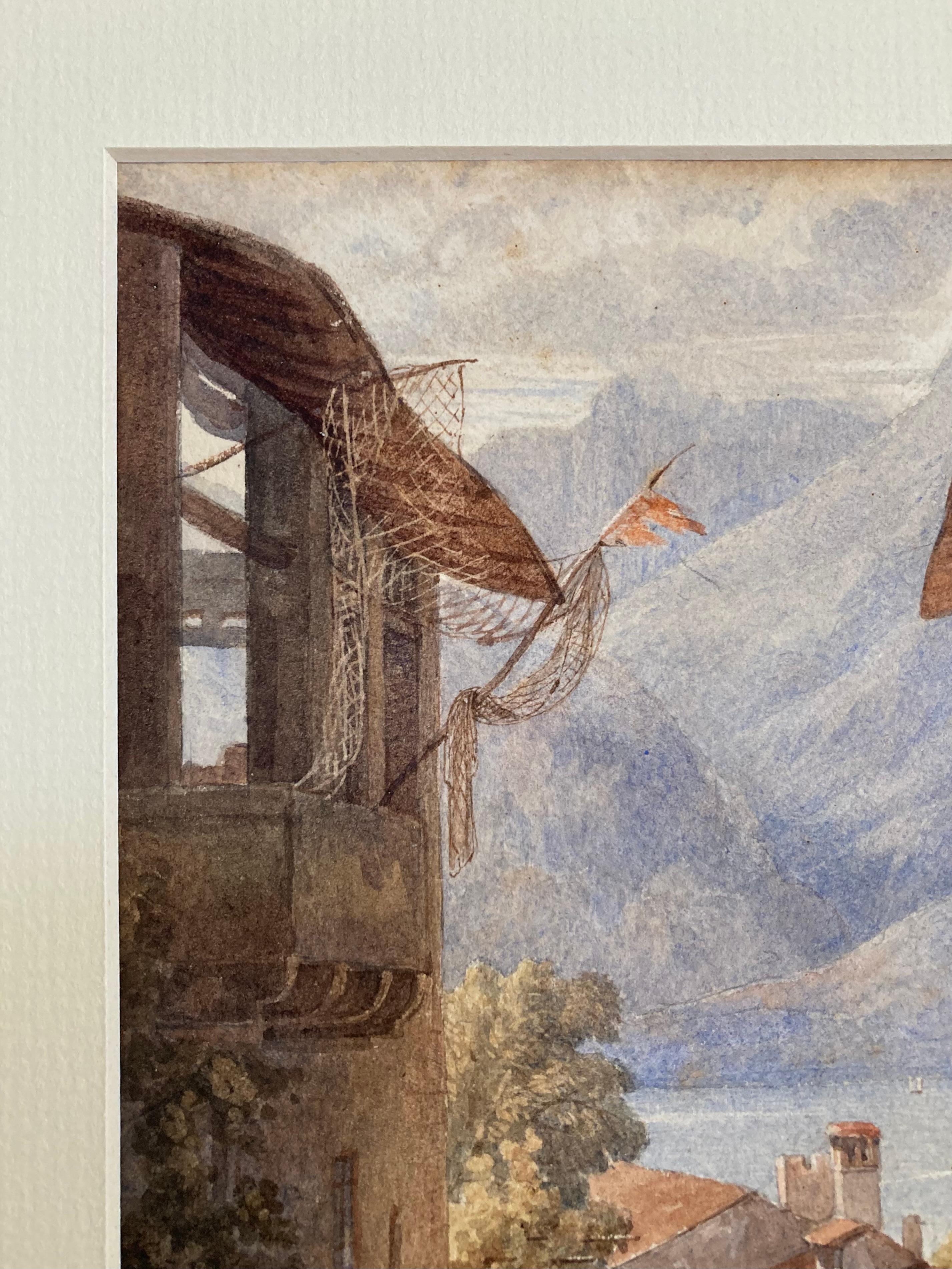 Victorian 19th Century watercolour, Lake Como, Italy For Sale 7