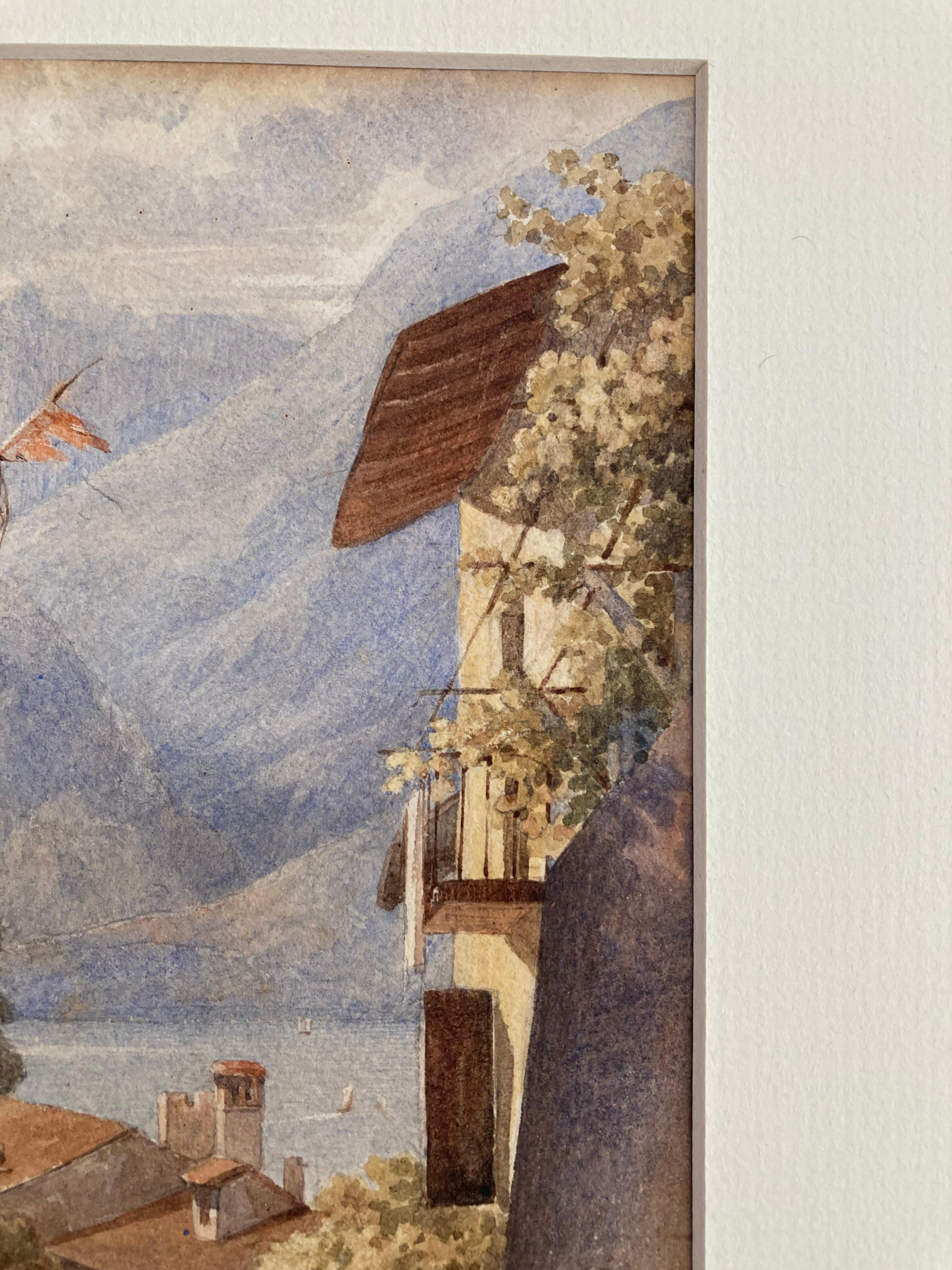 Victorian 19th Century watercolour, Lake Como, Italy For Sale 8
