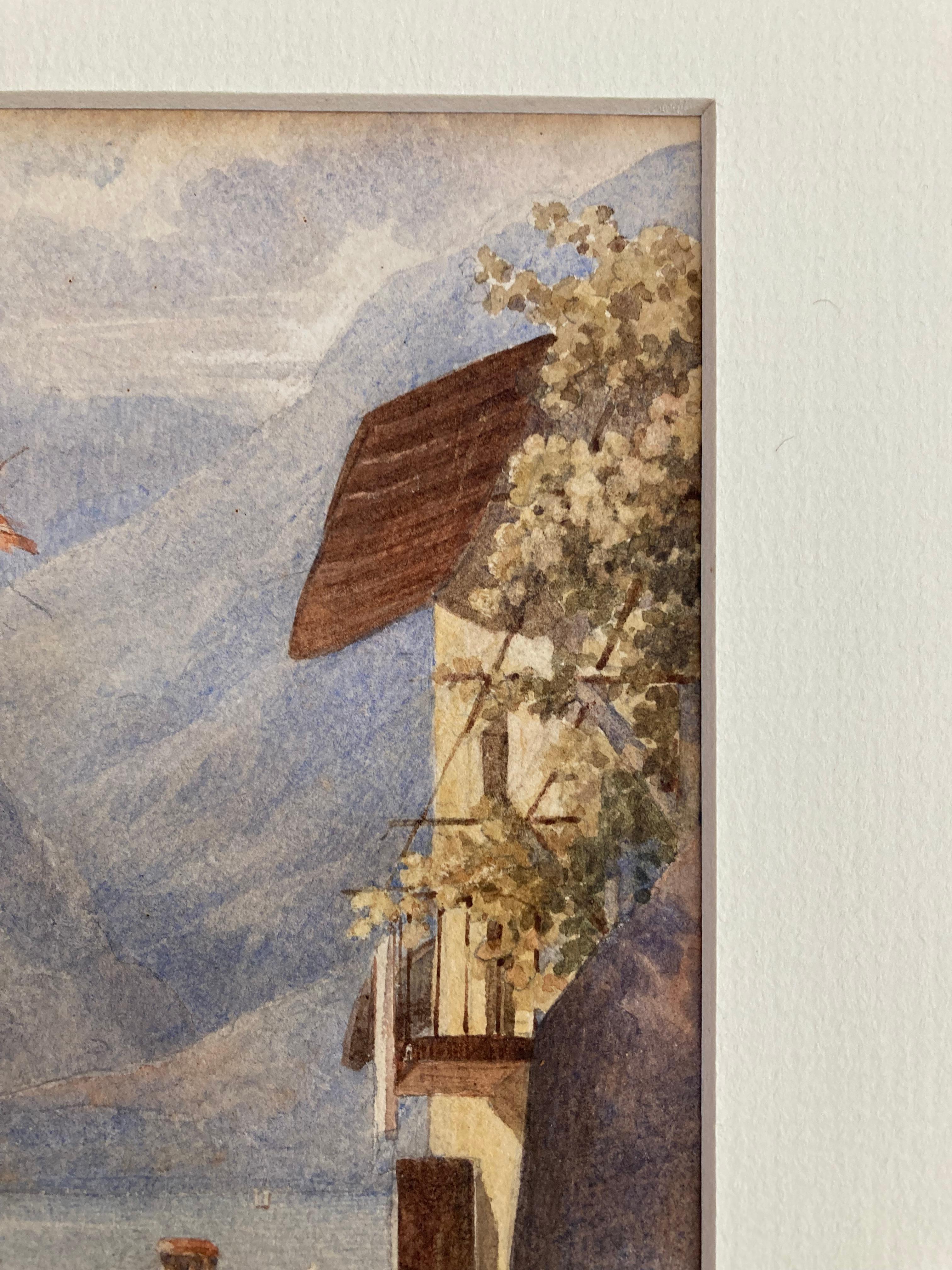 Victorian 19th Century watercolour, Lake Como, Italy For Sale 10