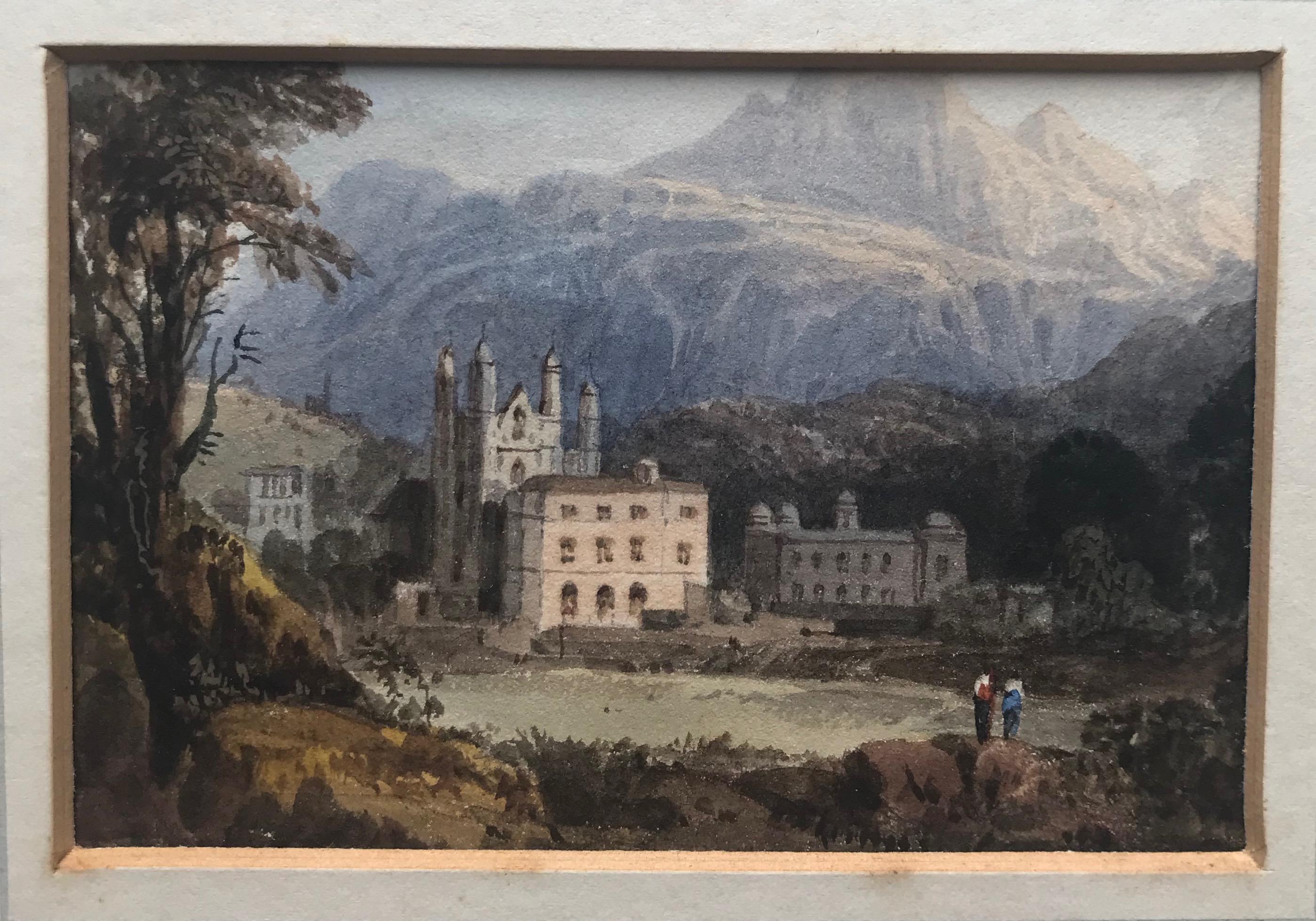 William Crouch (tätig 1817-1850)
Ein Blick auf einen Landsitz in den Bergen
Aquarell 
3 x 4½
8¼ x 9¼ Zoll mit Rahmen

William Crouch war ein produktiver Künstler des frühen bis mittleren 19. Jahrhunderts. Seine gefälligen Kompositionen sind oft