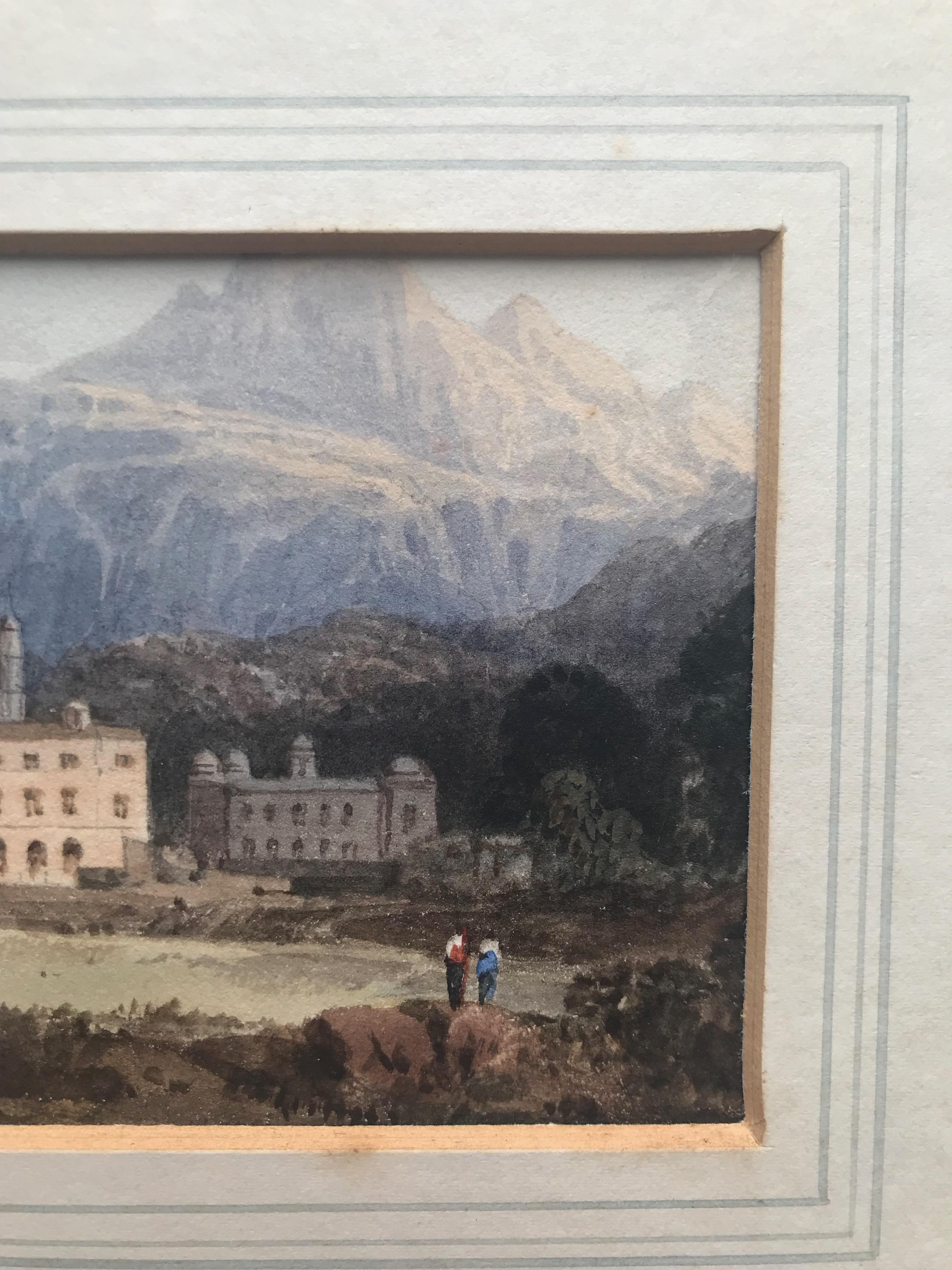 William Crouch (active 1817-1850)
A view of a country estate in the mountains
Watercolour 
3 x 4½
8¼ x 9¼ inches with frame

William Crouch was a prolific artist working in the early to mid 19th century. His pleasing compositions are quite often
