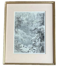 Antique Early 19th Century English watercolour of woodland near Croxdale Hall