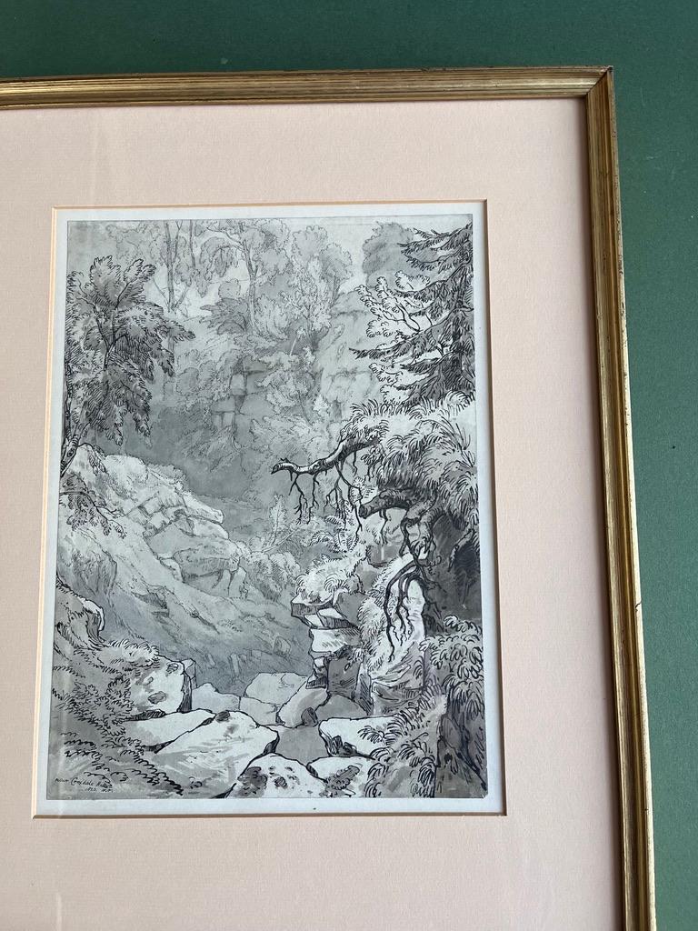 Early 19th Century English watercolour of woodland near Croxdale Hall For Sale 2