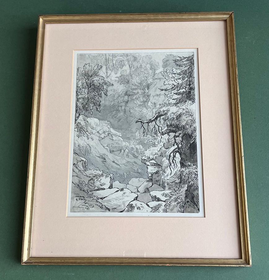 Early 19th Century English watercolour of woodland near Croxdale Hall For Sale 7