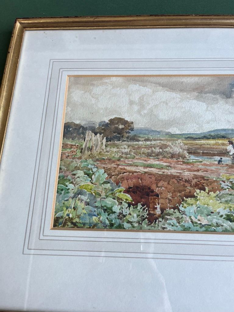 English watercolour of a fisherman and his dog - Victorian Painting by Claude Hayes RI ROI RWS