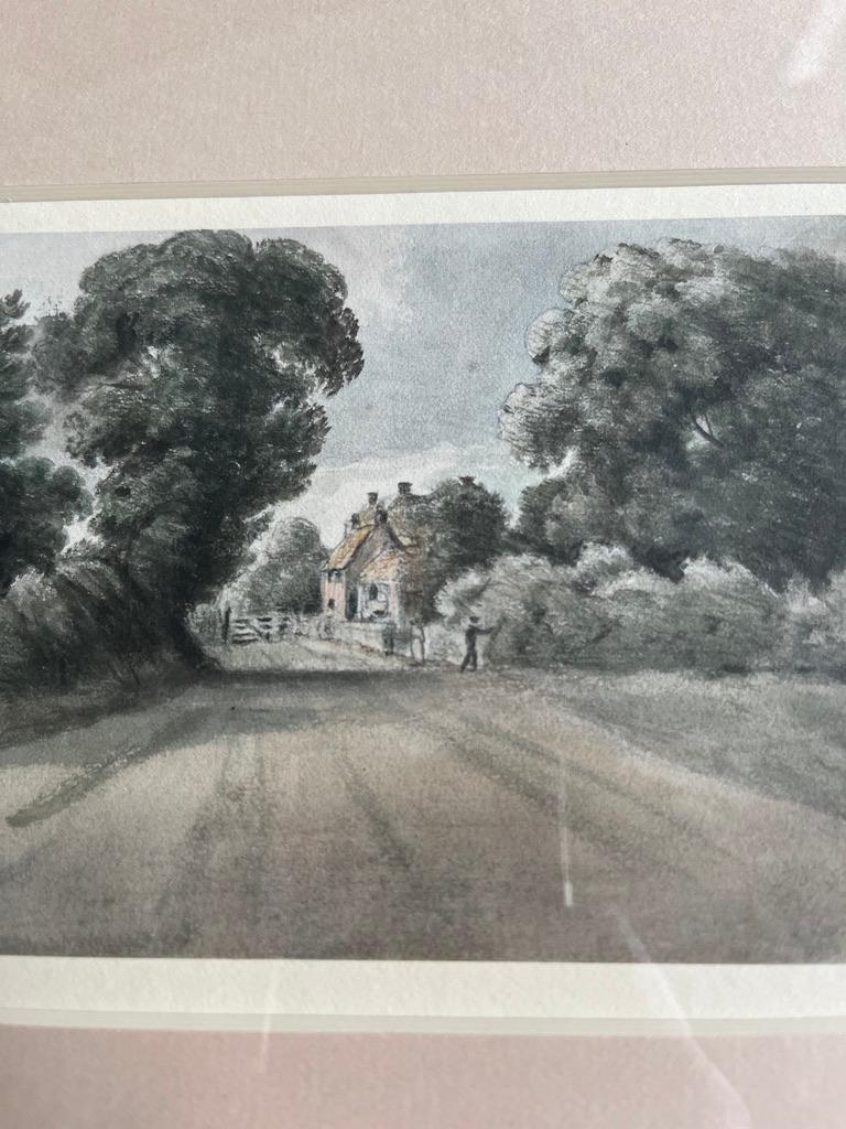 Early English watercolour of cottage on lane in Pirbright Constable Contemporary For Sale 1