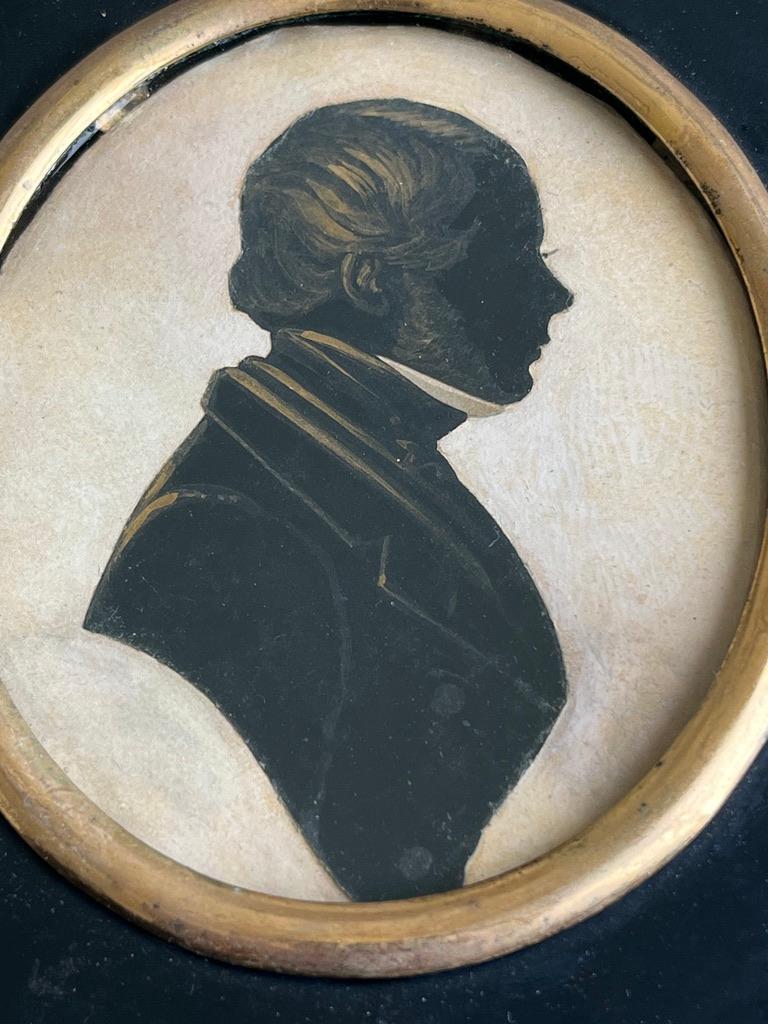 Peters Skeolan ritratto in silhouette inglese della metà del XIX secolo - Portrait Painting Nero di Peter Skeolan