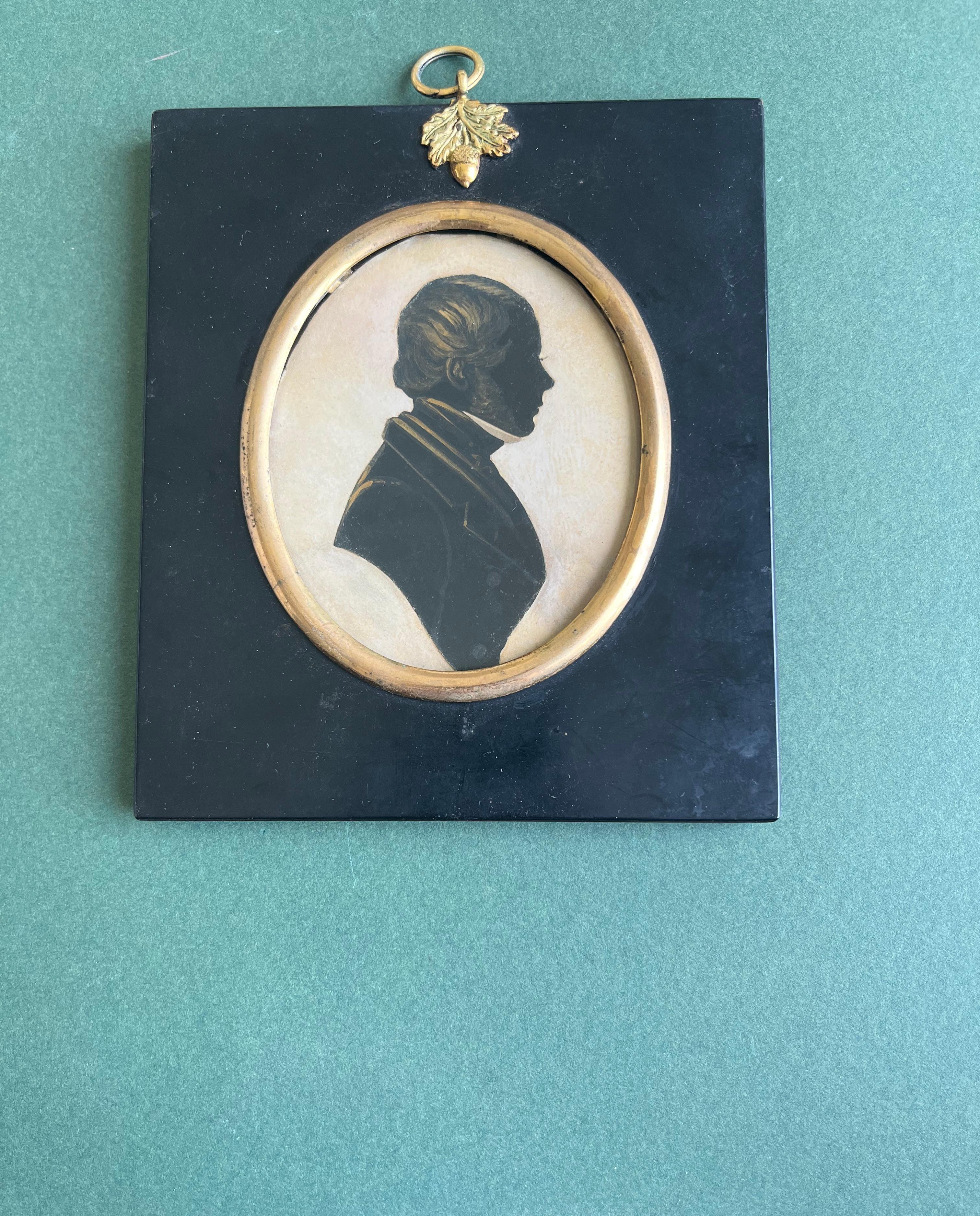 Peters Skeolan ritratto in silhouette inglese della metà del XIX secolo - Painting di Peter Skeolan
