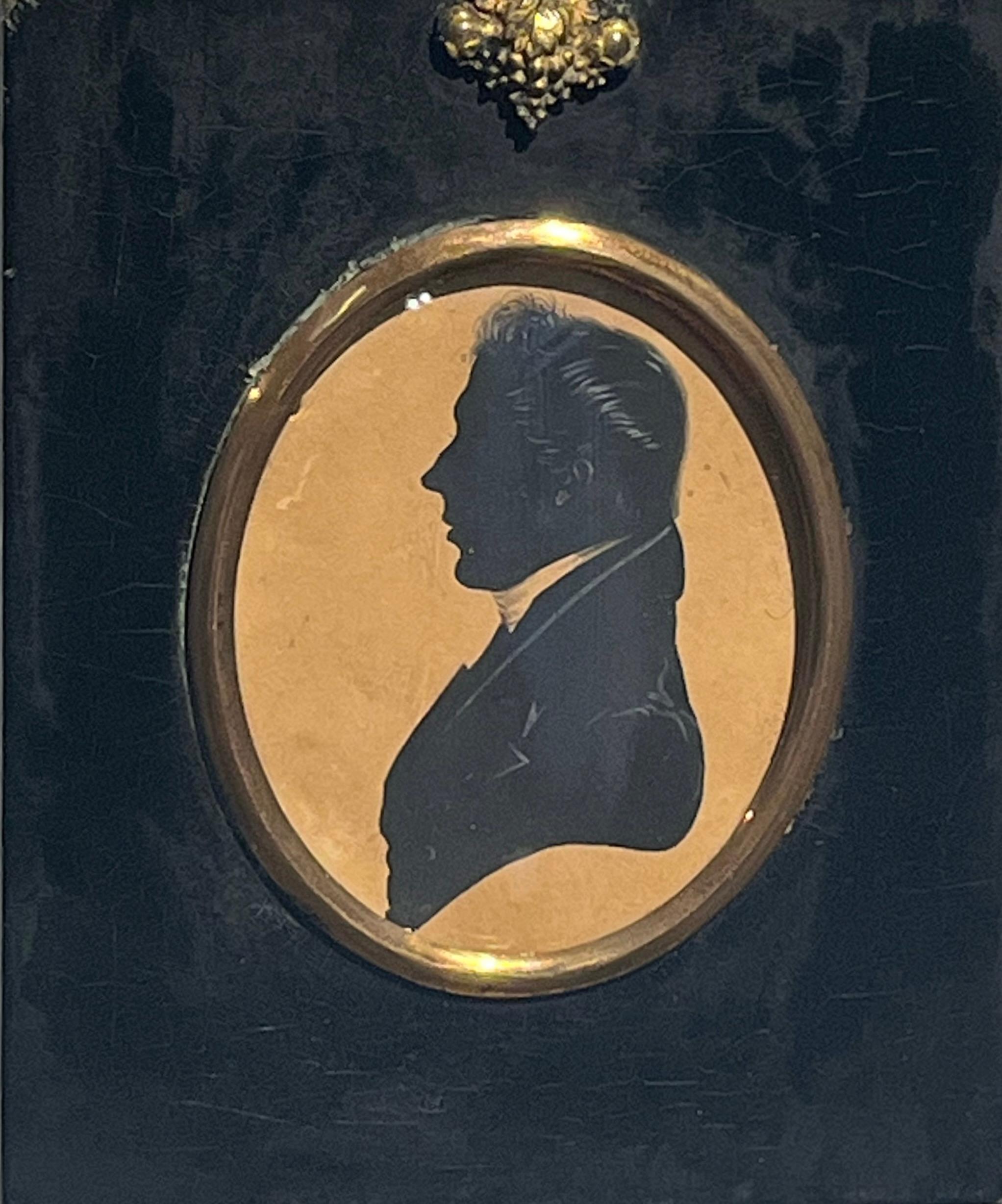 A finely detailed silhouette of a Victorian clergyman.

Frederick Frith (1819-1871)
The Reverend James Metze, bust length, turned to the right, wearing coat and cravat
Inscribed to the reverse with sitter's details
watercolour on paper
2¾ x 2¼