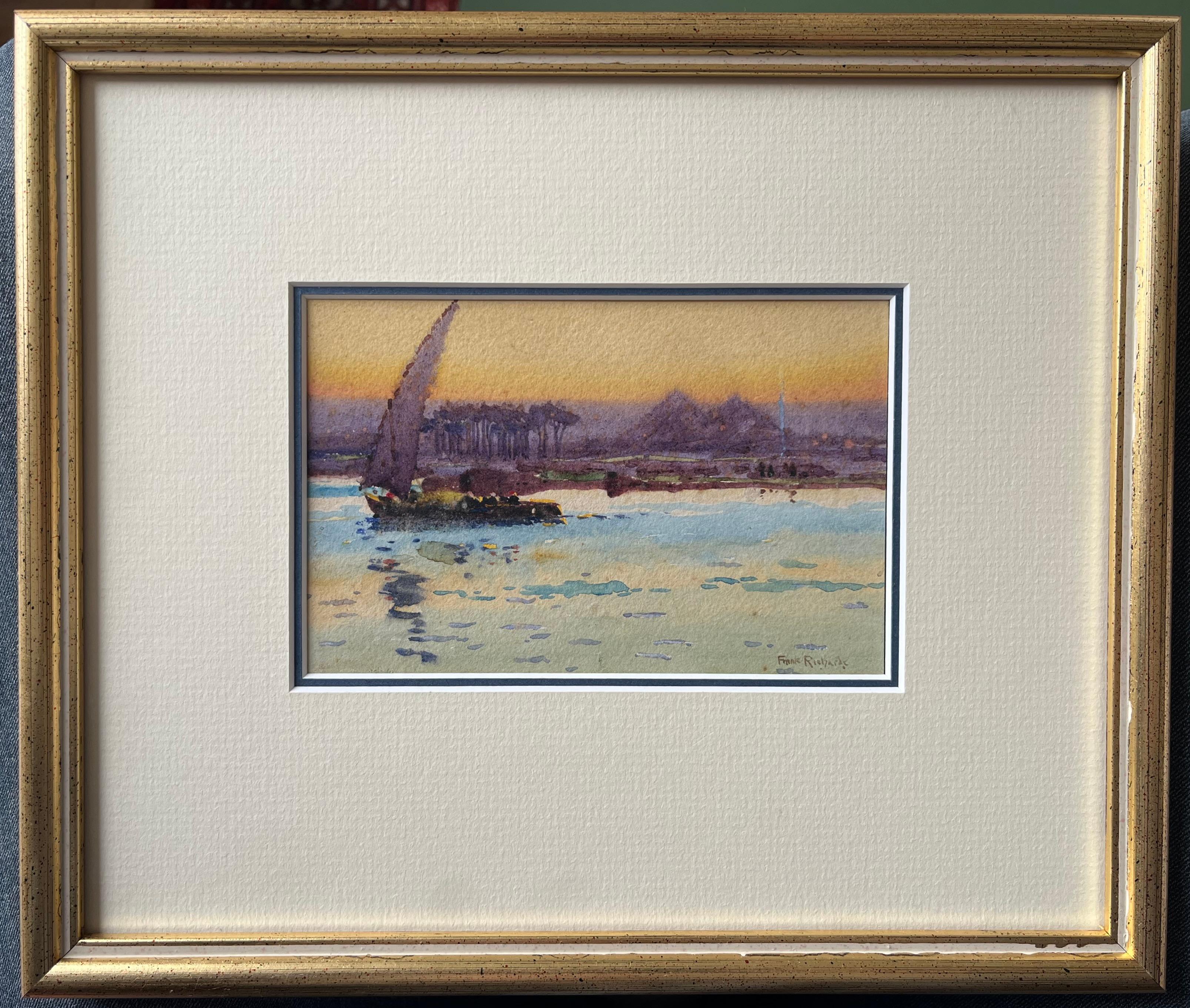 Frank Richards, école de Newlyn, aquarelle anglaise des pyramides de Giza, Égypte en vente 2