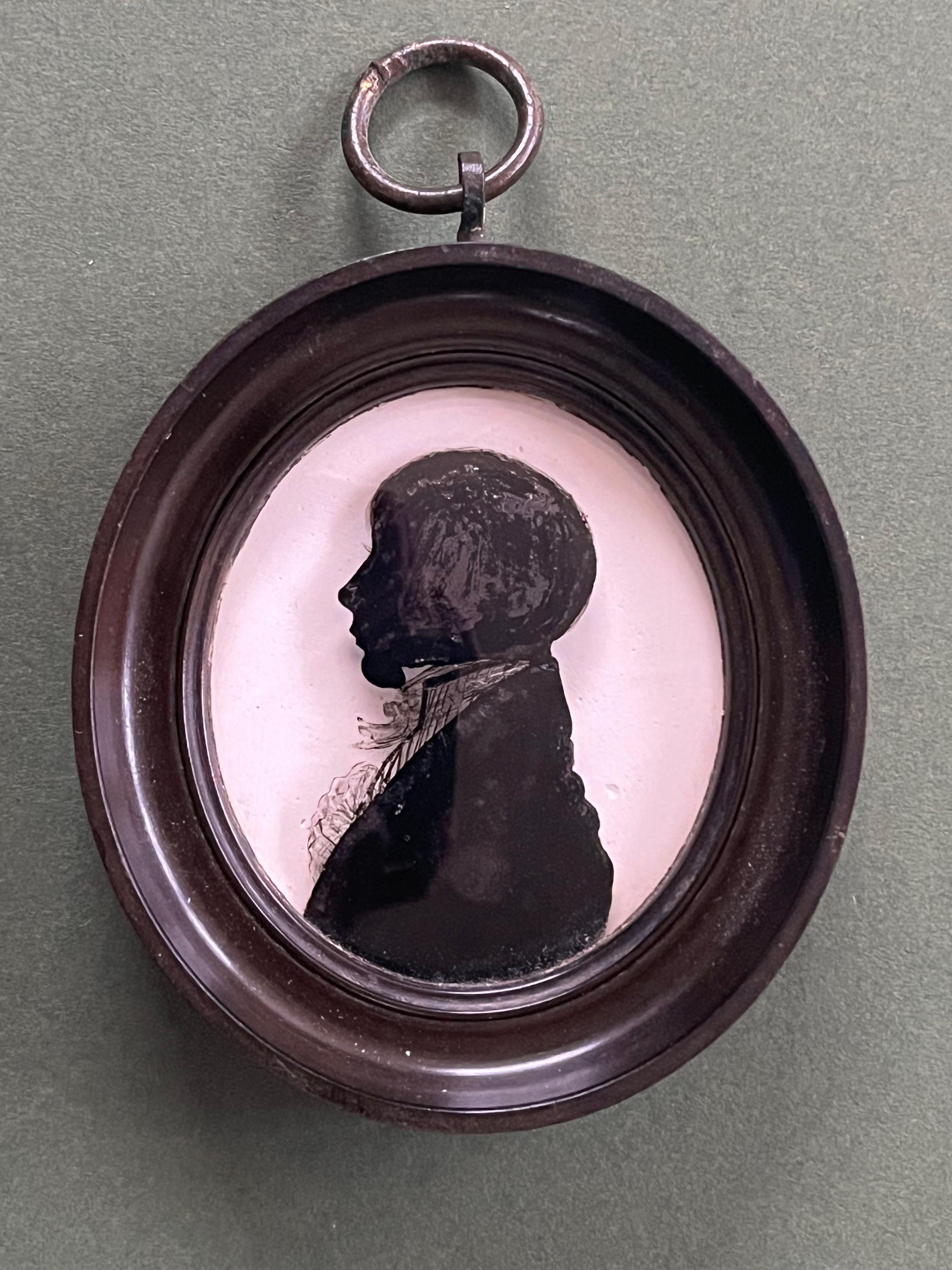 Début du 19e siècle Anglais Victorien portrait en silhouette - Noir Portrait Painting par Hinton Gibbs