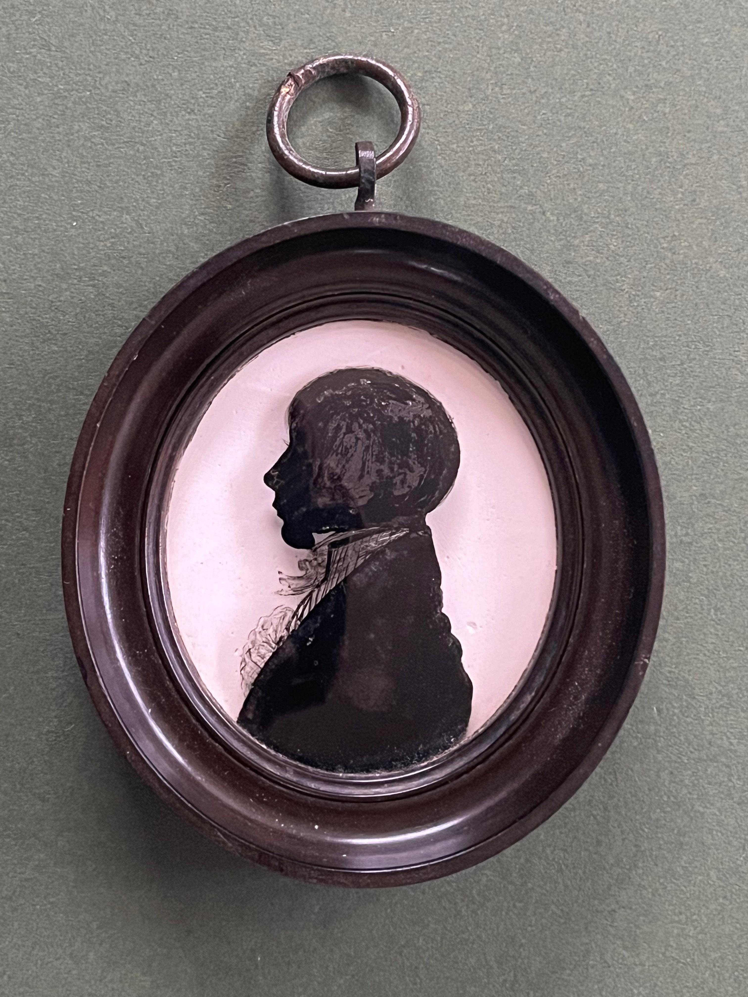 Début du 19e siècle Anglais Victorien portrait en silhouette - École anglaise Painting par Hinton Gibbs
