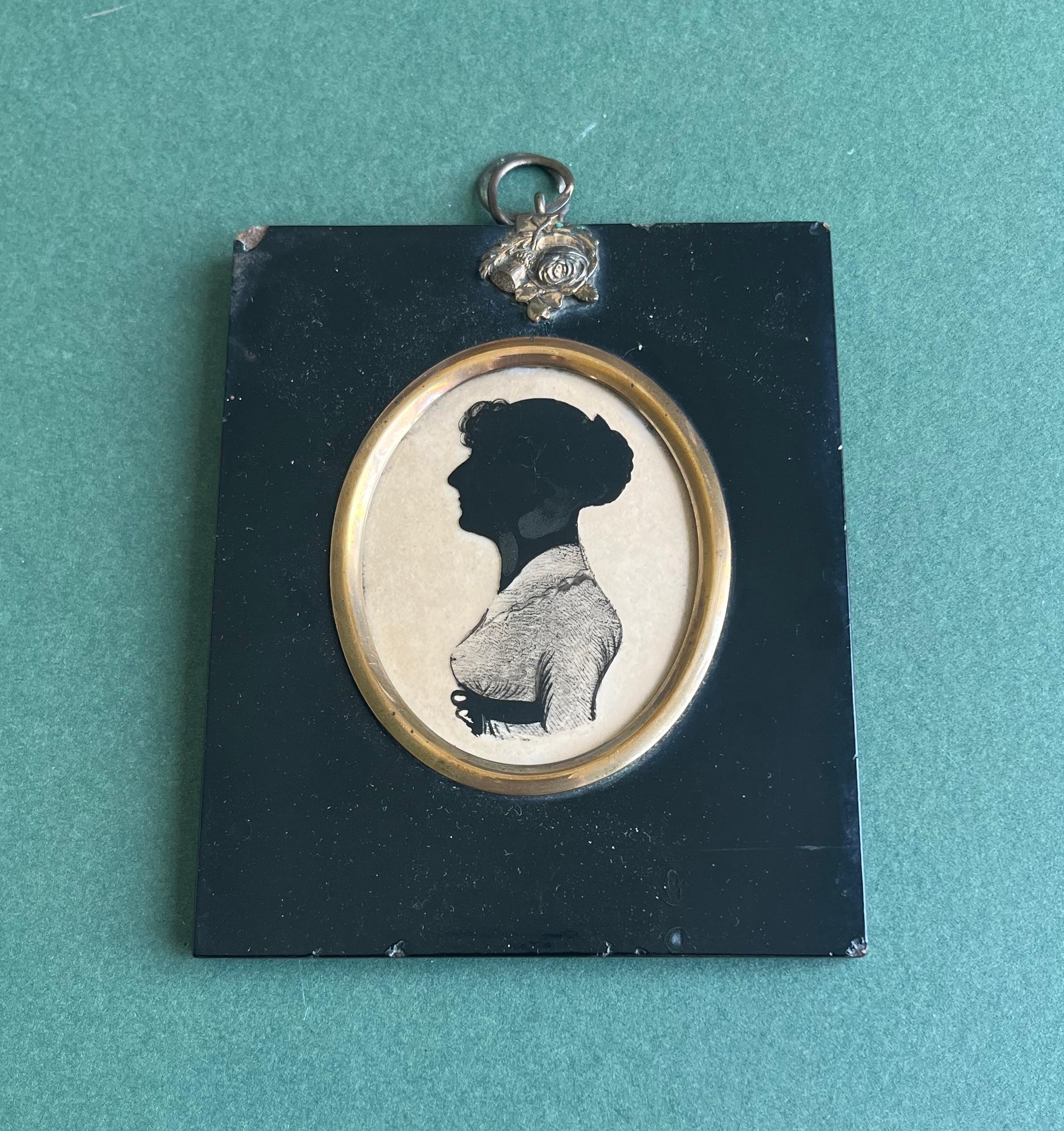 Début du 19e siècle Anglais Victorien portrait en silhouette - École anglaise Painting par Hinton Gibbs