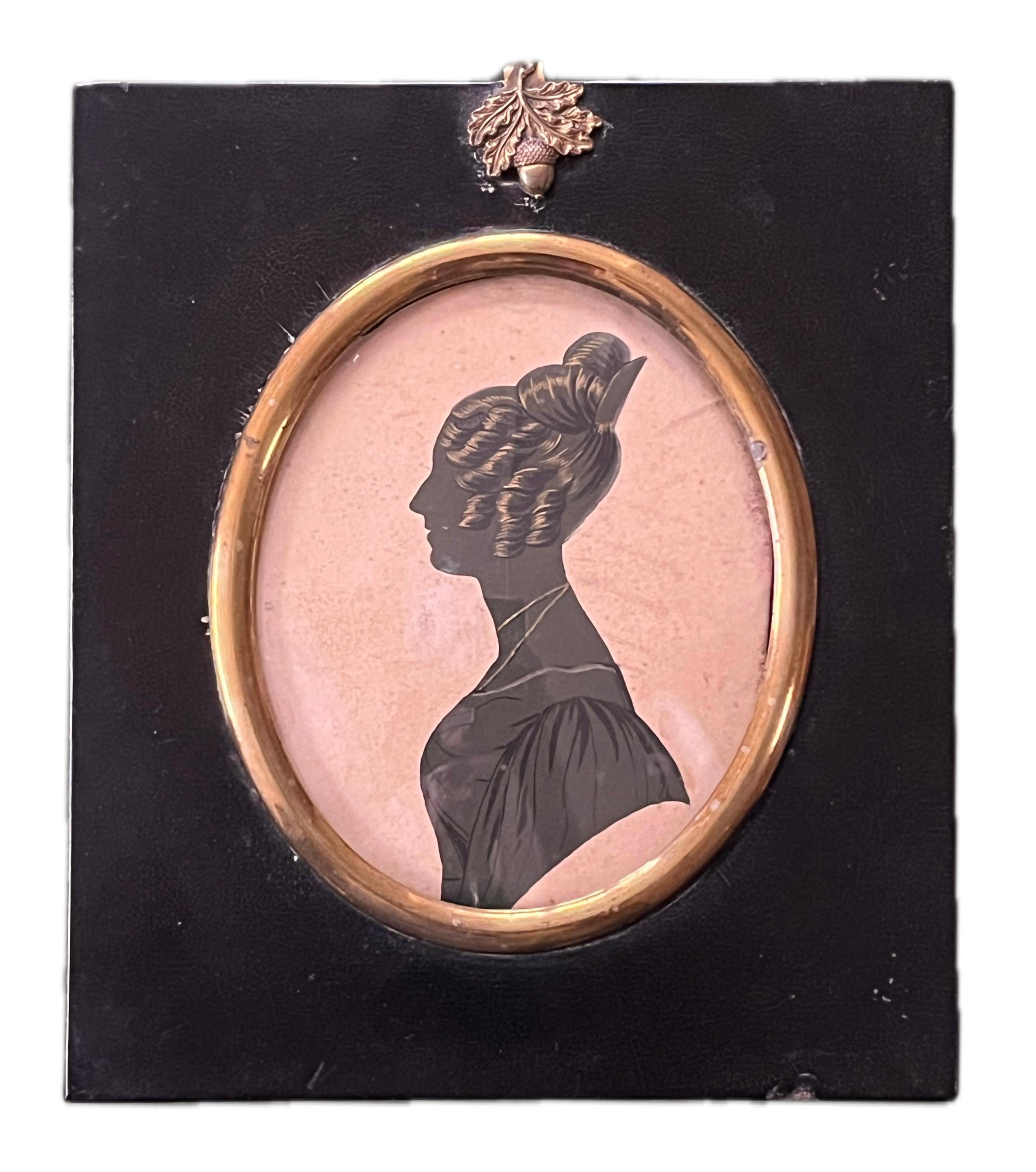 Peter Skeolan mid 19th Century English silhouette portrait of a lady For Sale 1