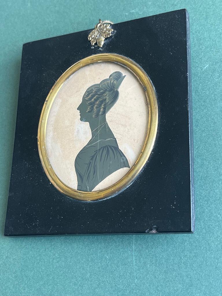 Peter Skeolan mid 19th Century English silhouette portrait of a lady For Sale 5