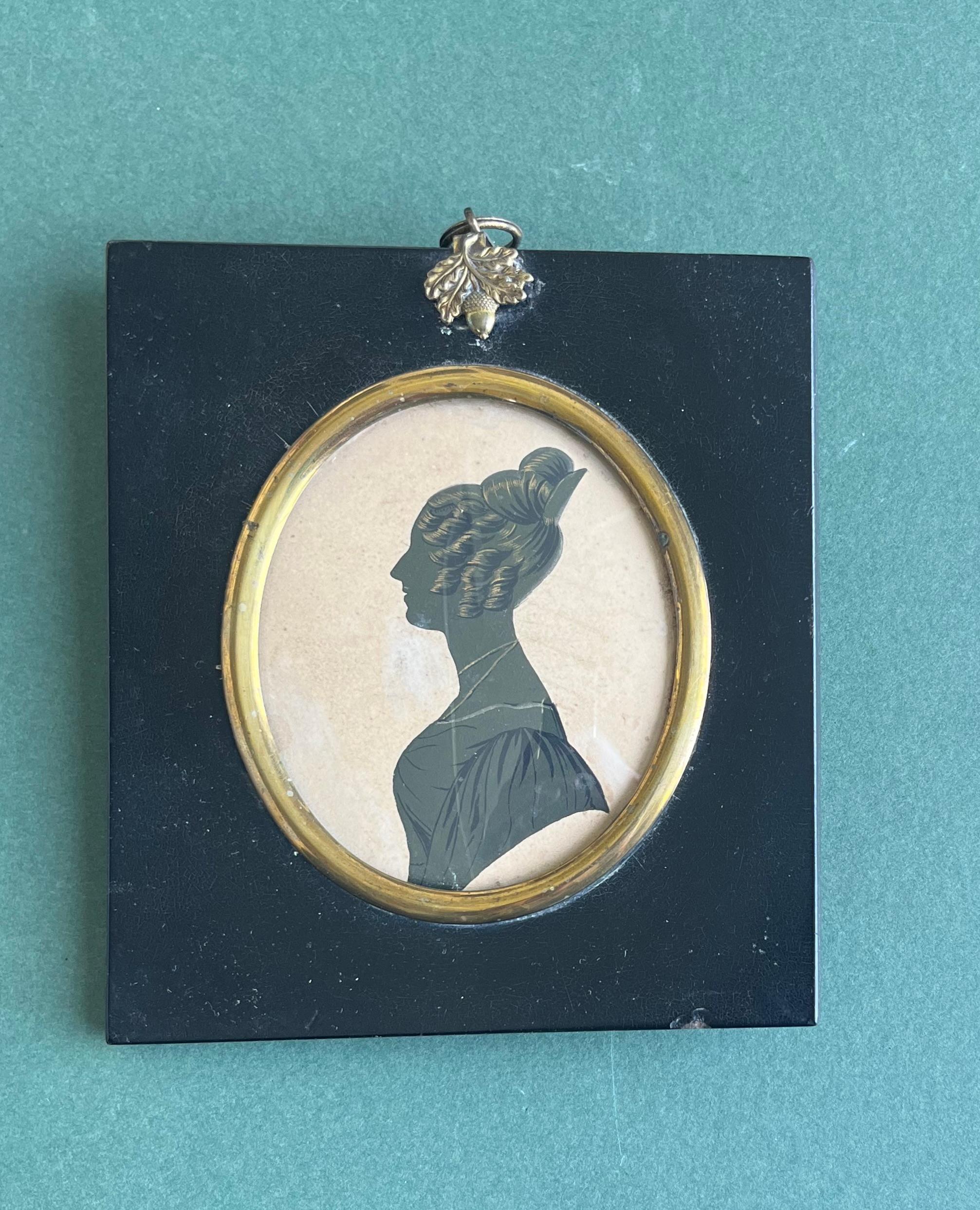 Peter Skeolan mid 19th Century English silhouette portrait of a lady For Sale 2
