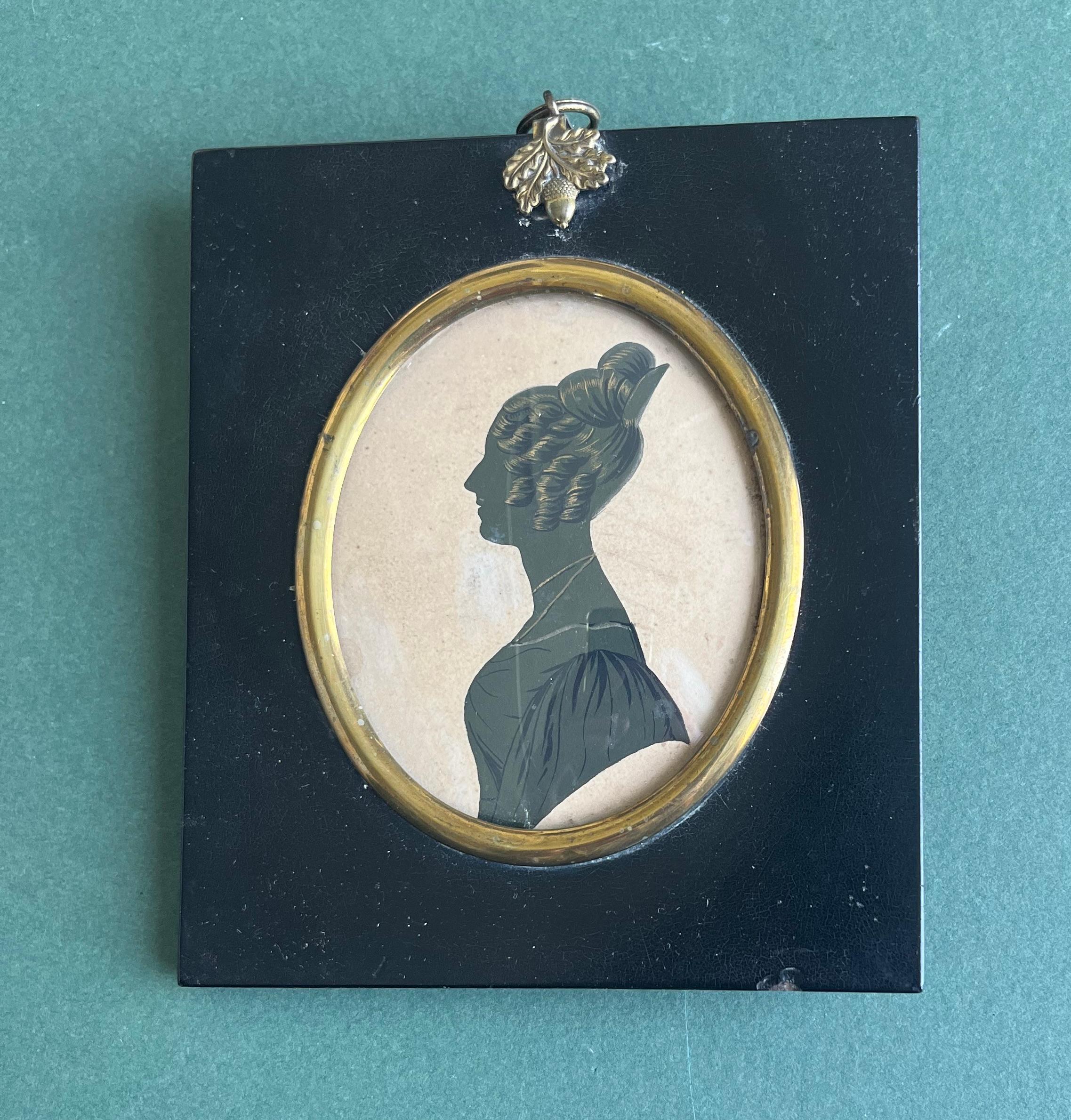 Peter Skeolan mid 19th Century English silhouette portrait of a lady For Sale 3