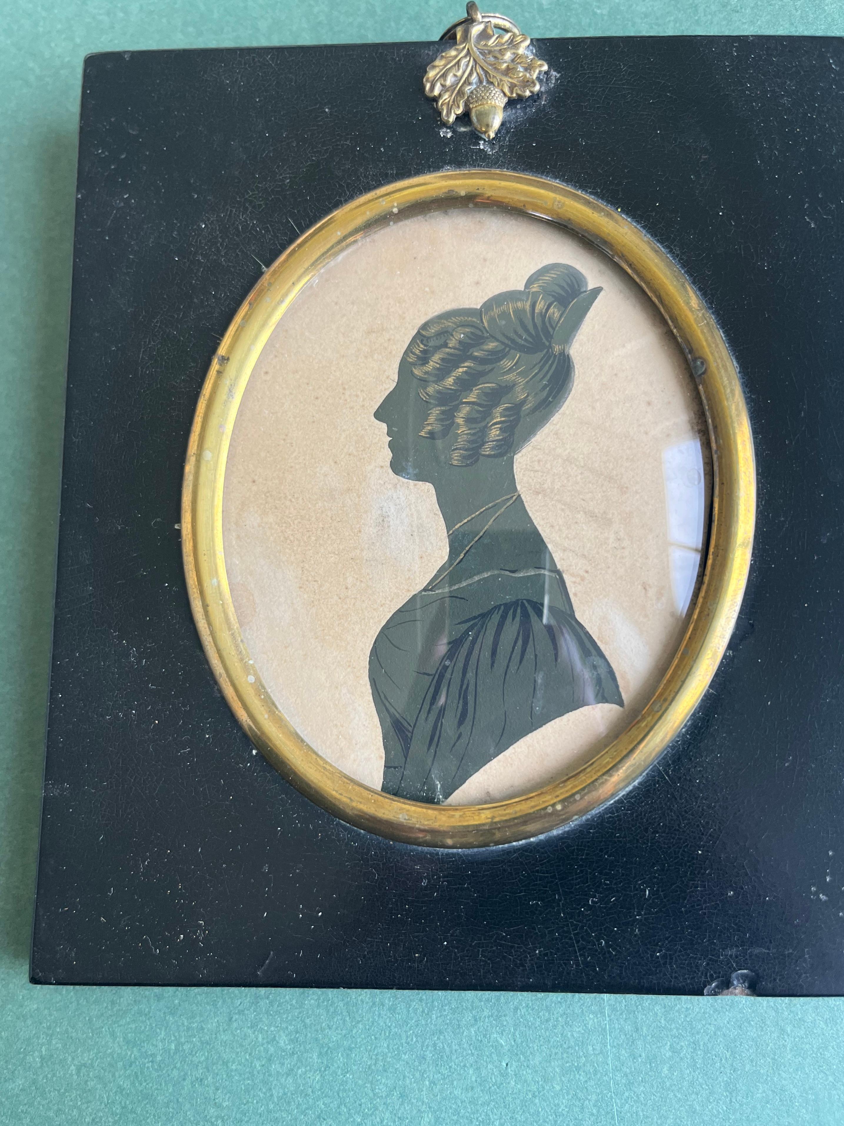 Peter Skeolan mid 19th Century English silhouette portrait of a lady For Sale 4