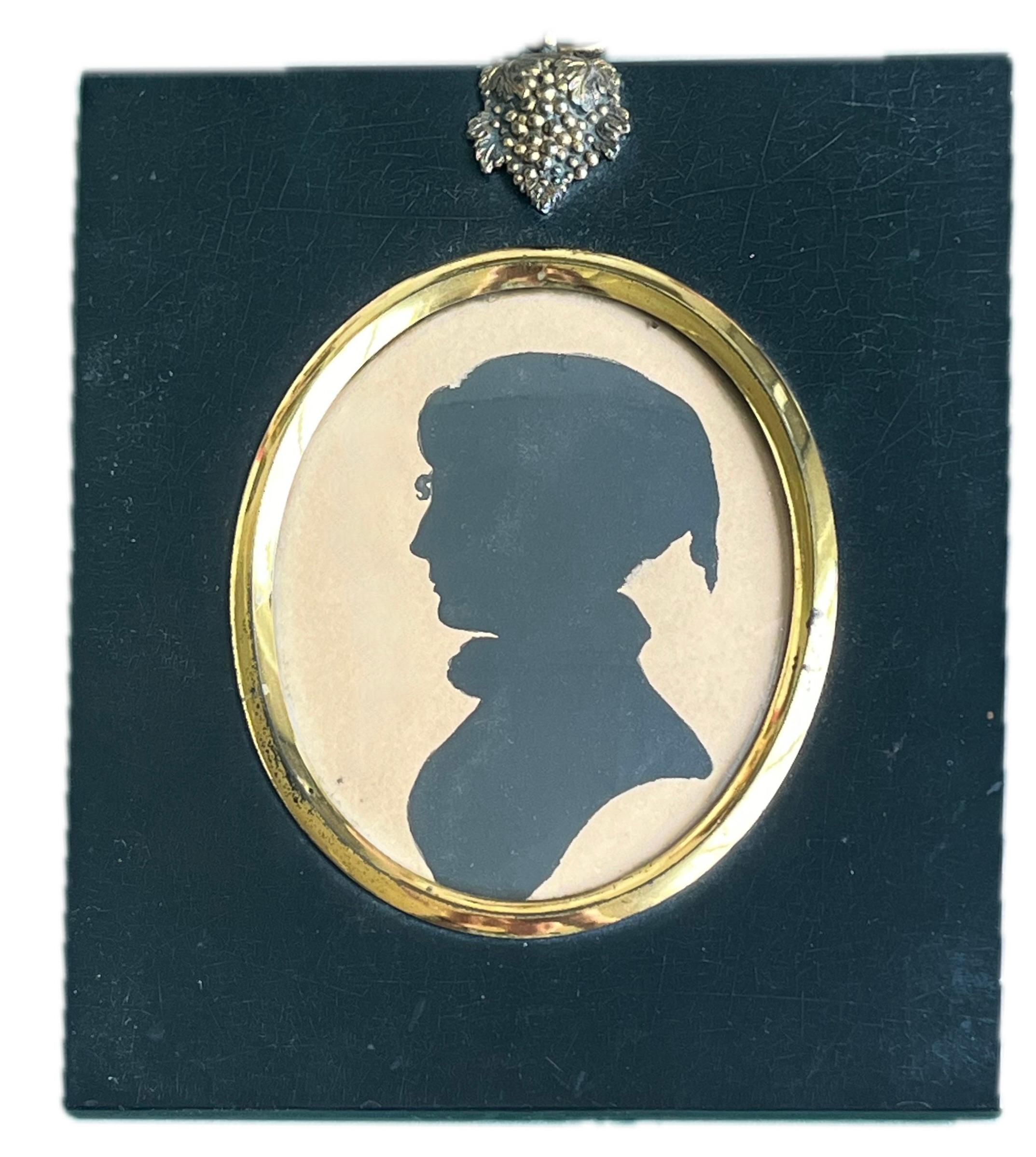 Mid 19th Century English silhouette portrait of a lady in a night cap