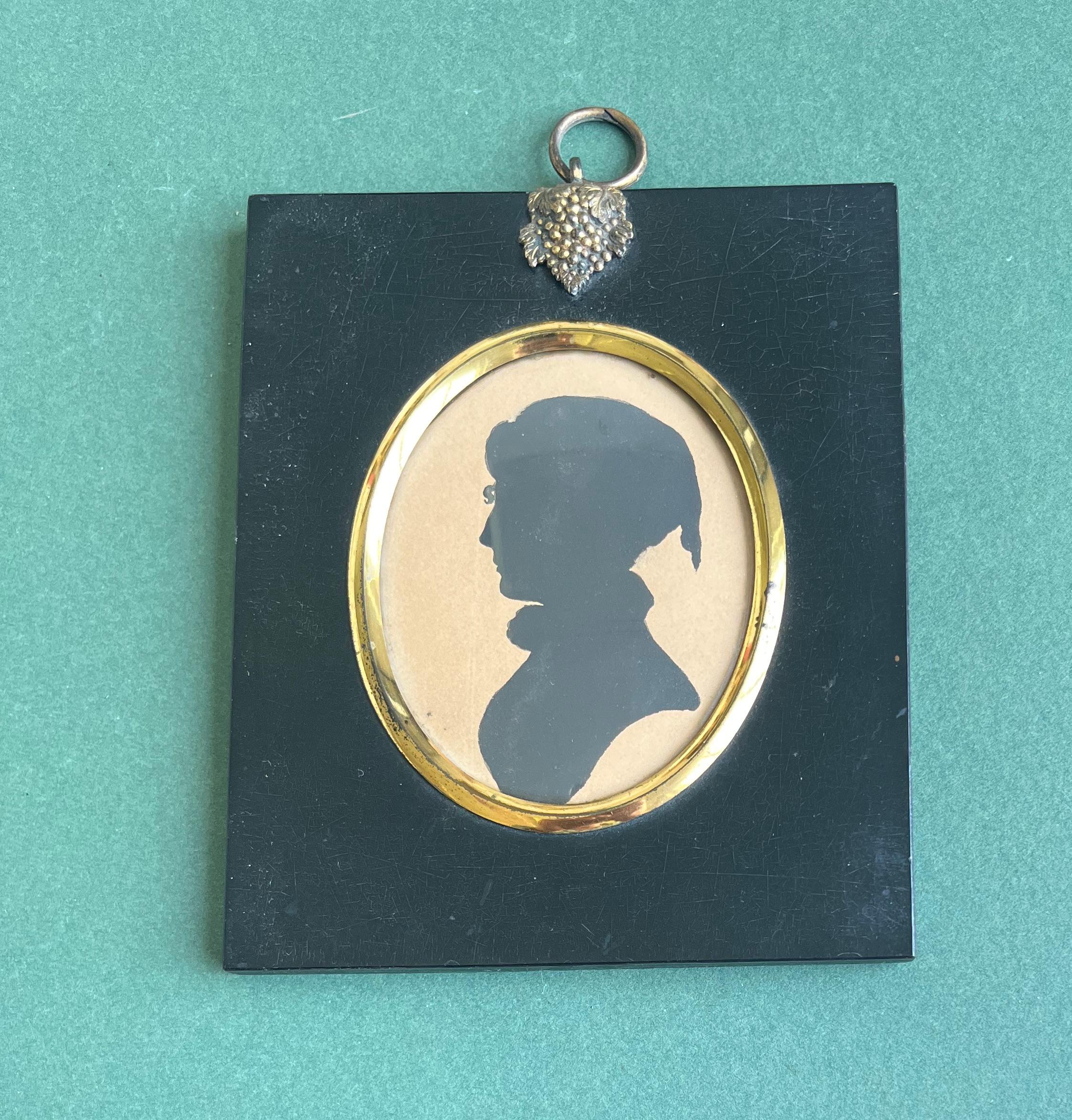 Mid 19th Century English silhouette portrait of a lady in a night cap - English School Art by Unknown