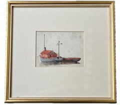 Cotman marine watercolor of Eel fisherman's boat