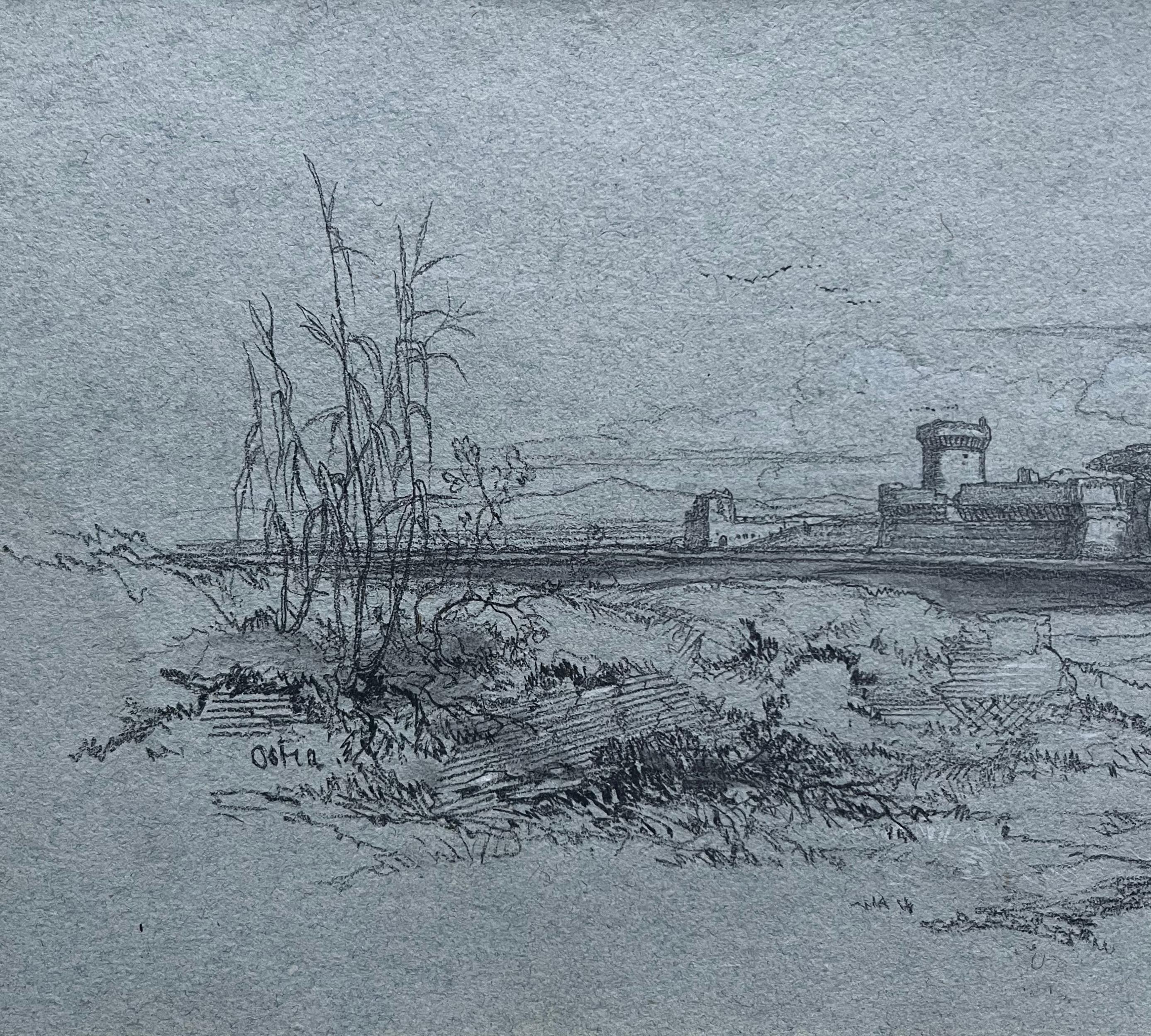 Edward Lear, Dibujo inglés antiguo, Ostia, cerca de Roma en venta 3