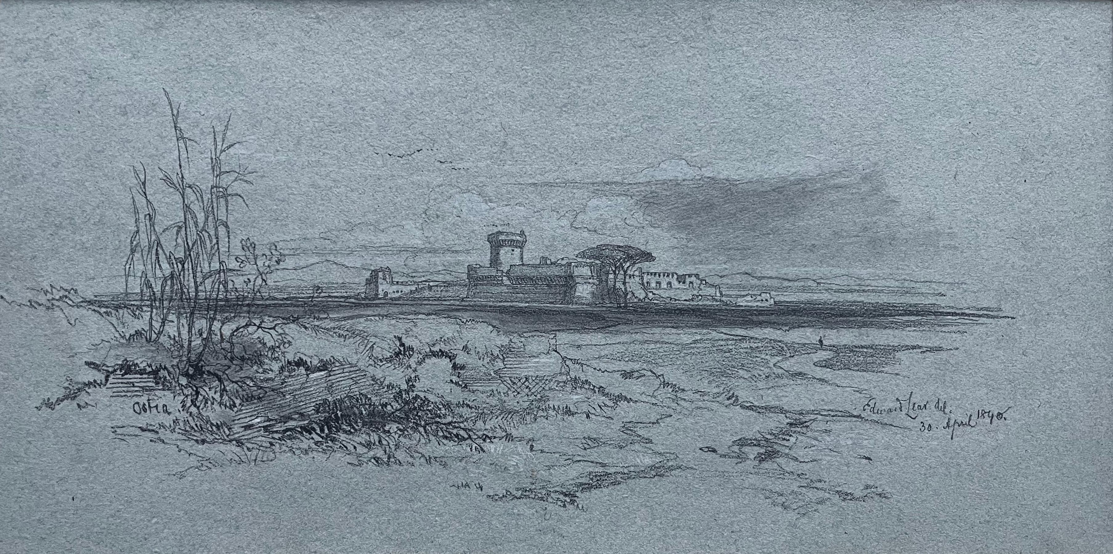Edward Lear, Dibujo inglés antiguo, Ostia, cerca de Roma en venta 1