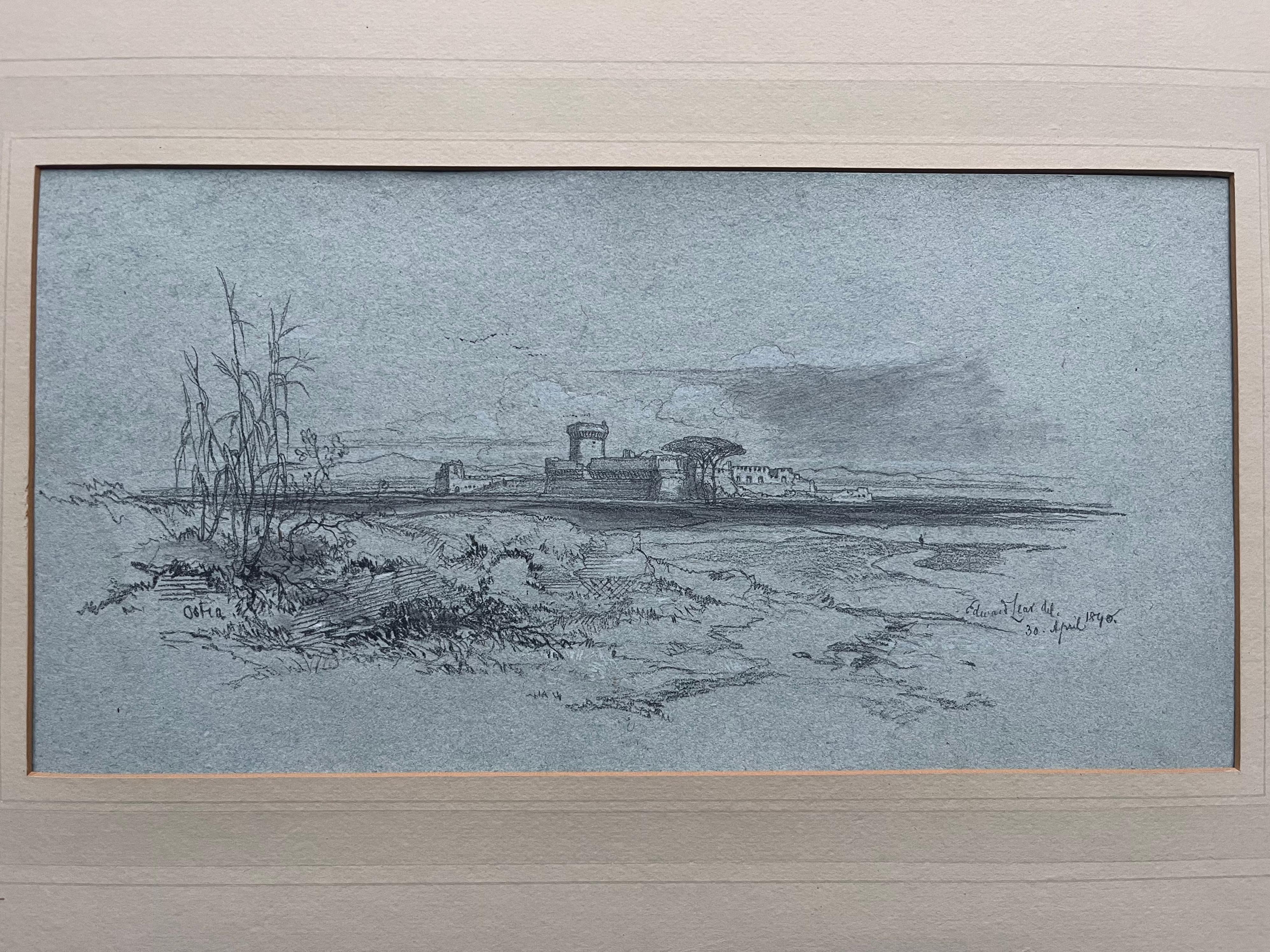 Edward Lear, Dibujo inglés antiguo, Ostia, cerca de Roma en venta 8