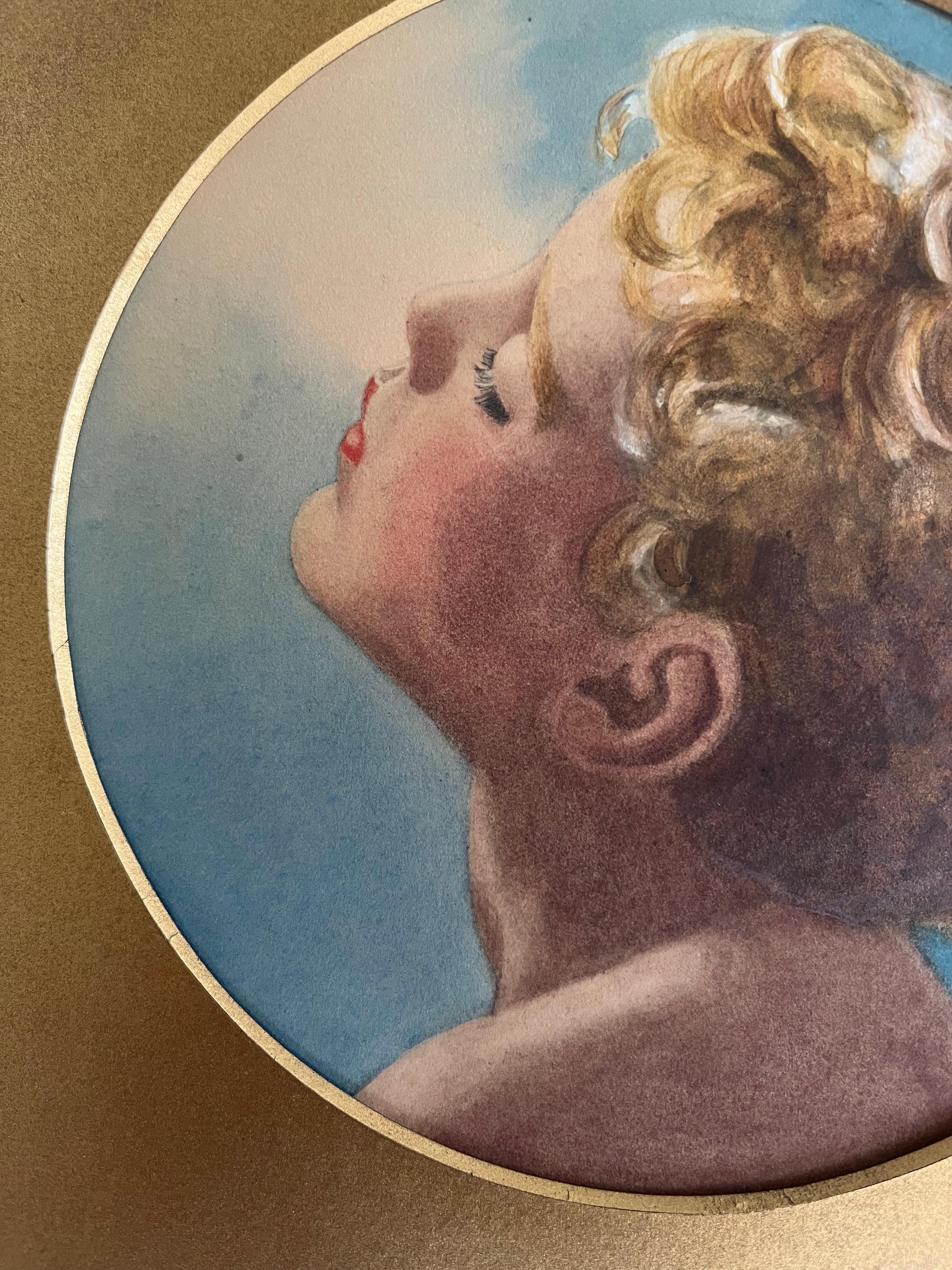Étude en chef d'une école victorienne d'un garçon aux traits dorés en vente 2