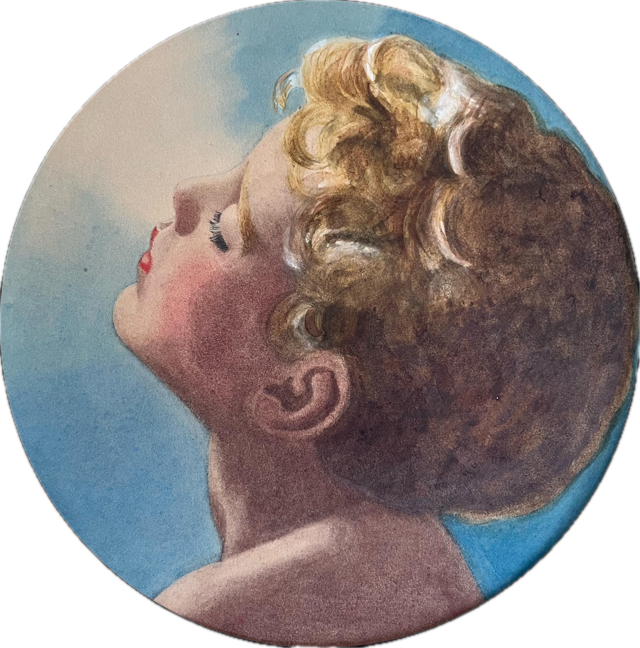 Studio della testa di un ragazzo dai capelli d'oro della Victorian School