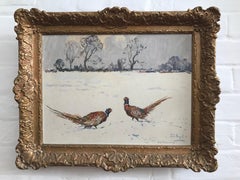 Brinkmanship, Pheasants in the snow, Sporting Art by Peter Biegel