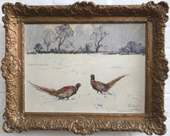 Antique Brinkmanship, Pheasants in the snow, Sporting Art by Peter Biegel