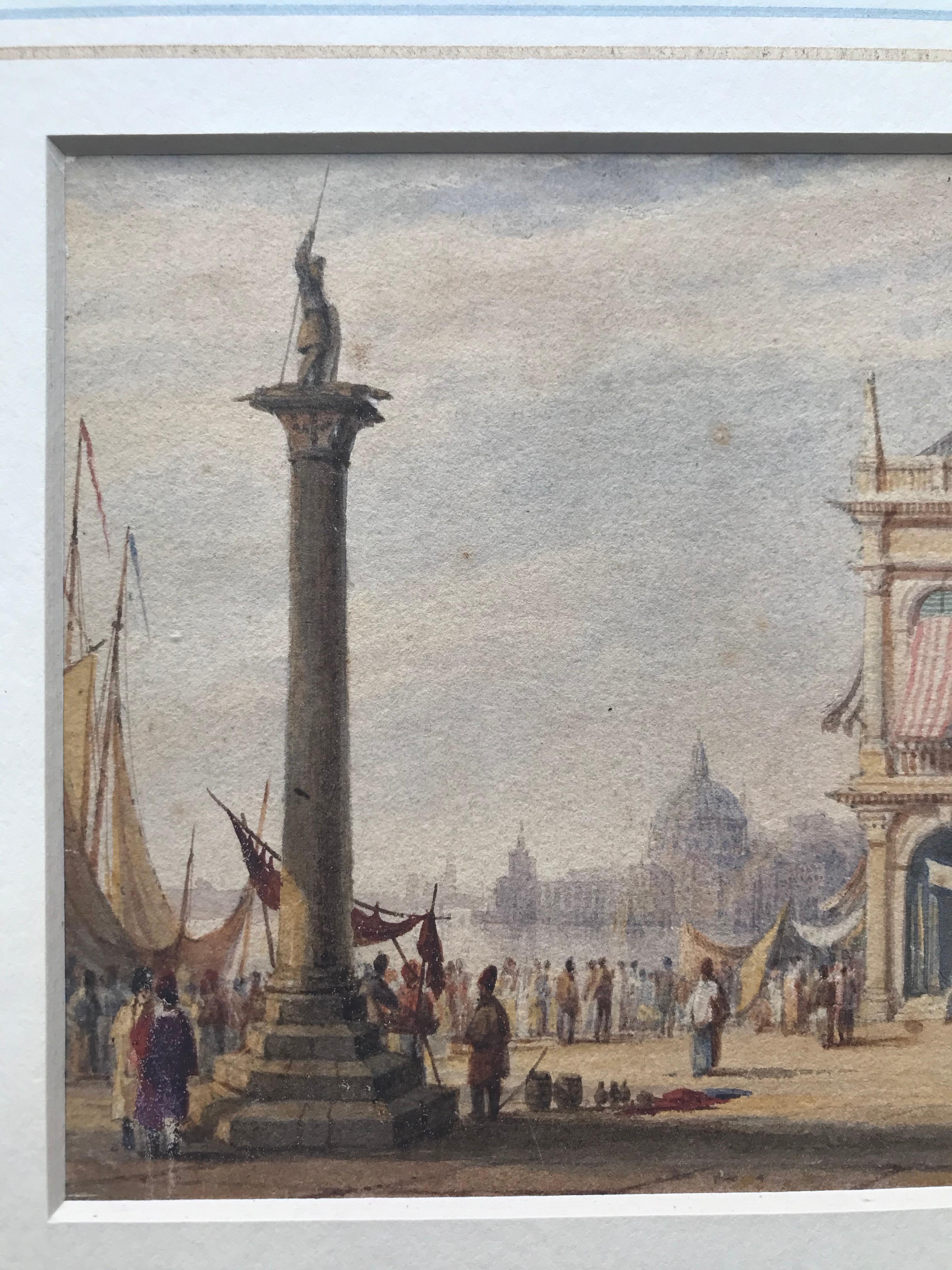 Circle of Edward Pritchett, The Piazzetta, St Mark's Square, Venice - Gray Figurative Art by (Circle of) Edward Pritchett