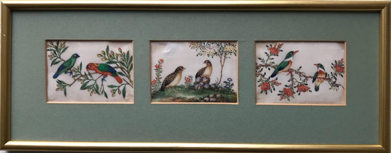 Three 19th Century Chinese Export Rice Pith Paper watercolors of birds - Art by 19th Century Chinese school