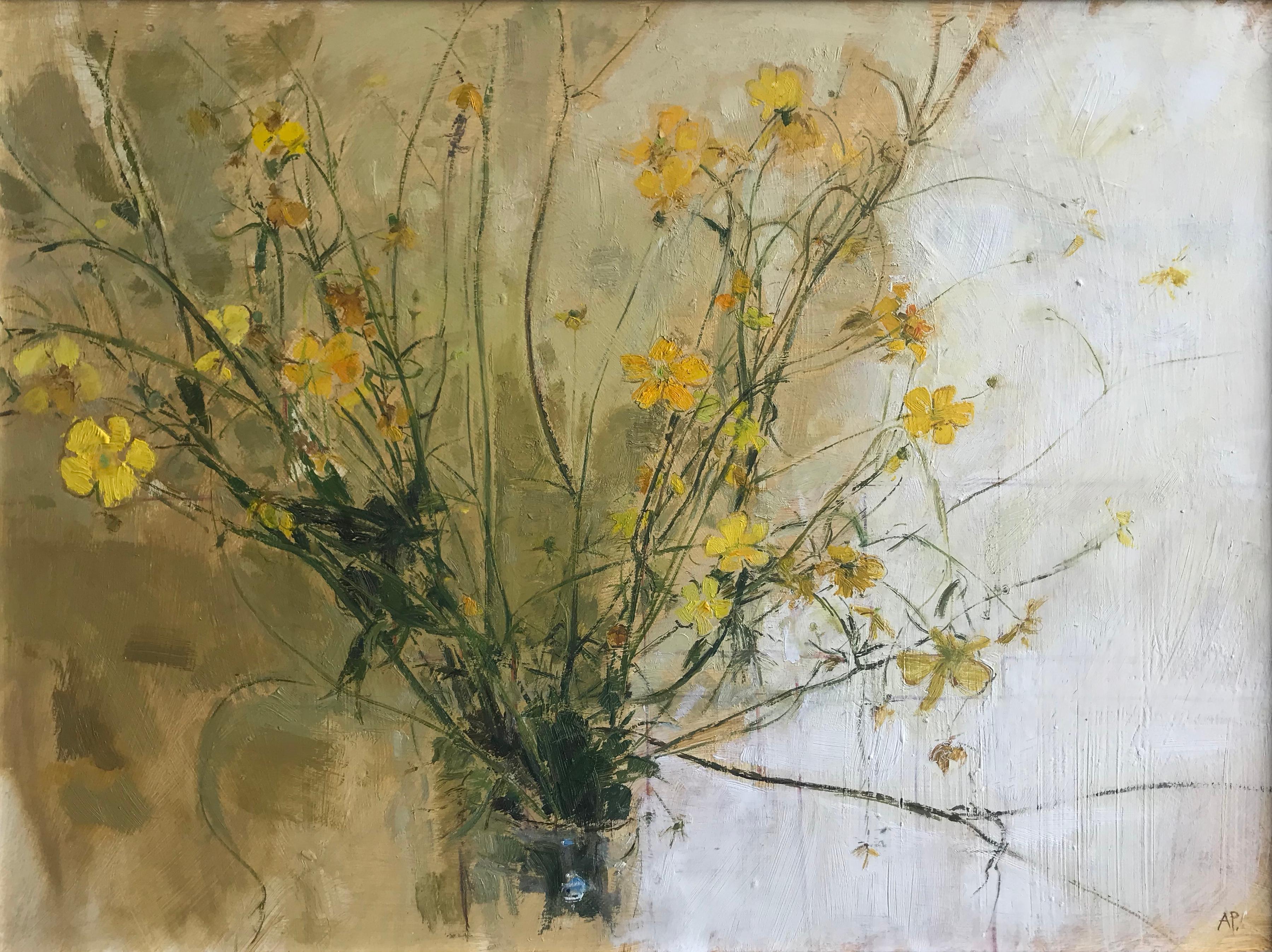 Adrian Parnell (b.1952)
Buttercups, 
Signed with initials,
Inscribed with title and date verso
Oil on board,
18 x 24 inches

A delicate and subtly captured study of buttercups.

Adrian Parnell was born in London and studied at St Martin's School of
