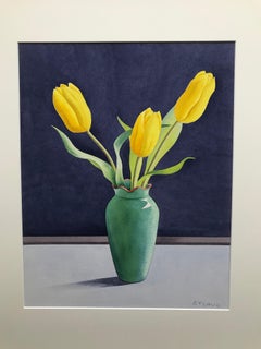 Christopher Ryland, Three Yellow tulips, still life, contemporary artist