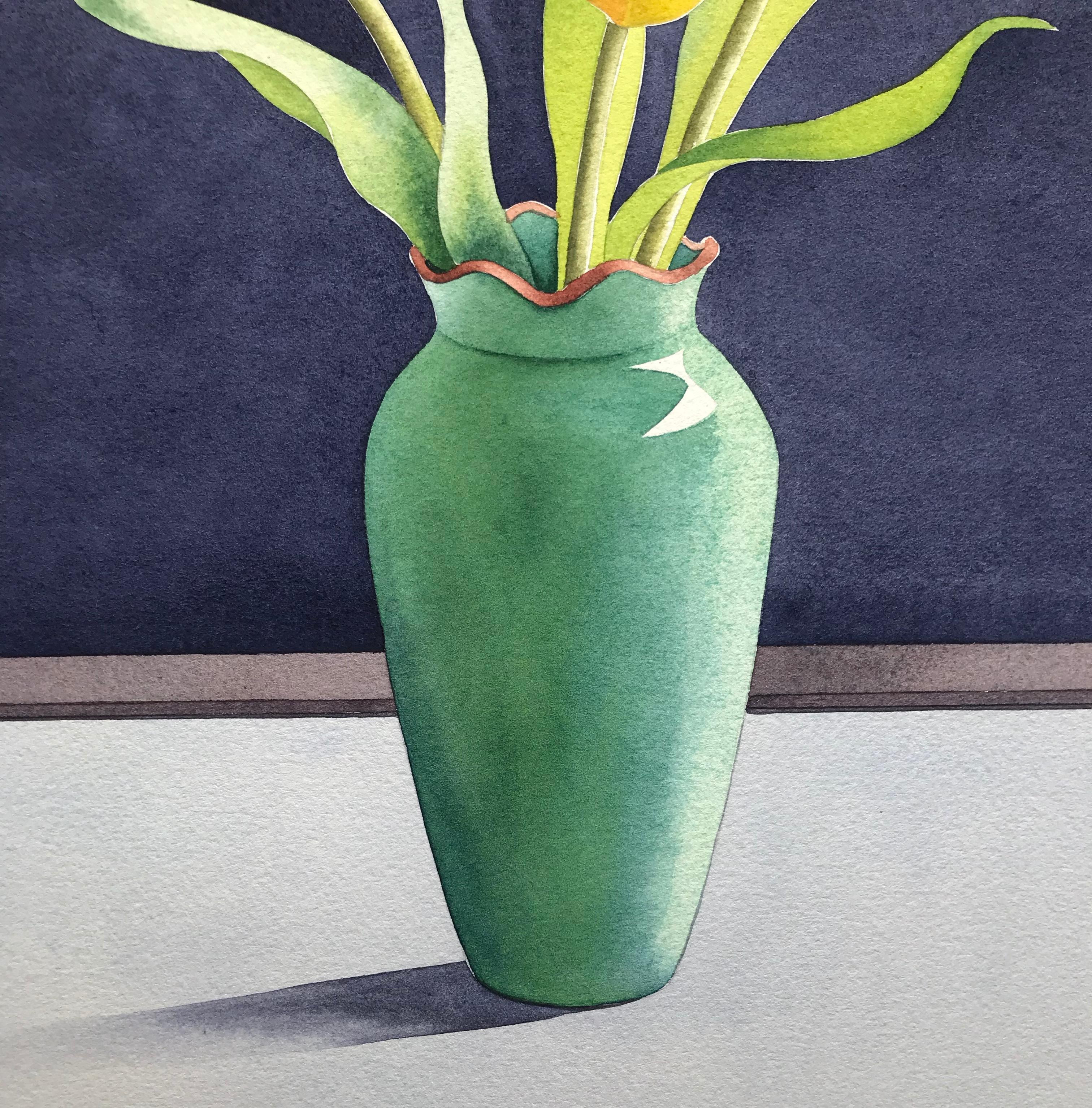 Christopher Ryland, Tres tulipanes amarillos, naturaleza muerta, artista contemporáneo en venta 3