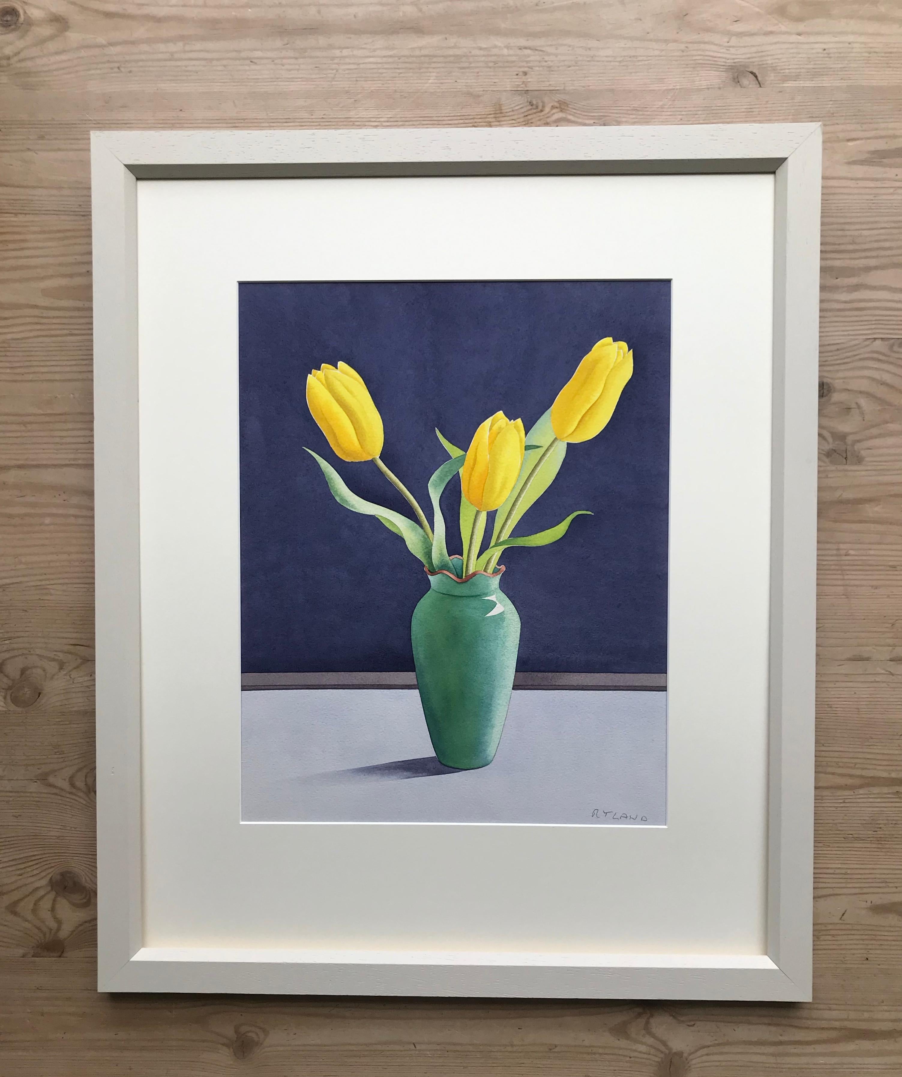 Christopher Ryland, Three Yellow tulips, still life, contemporary artist For Sale 2