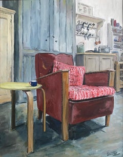Alan Latter, Red Chair, cottage interior scene