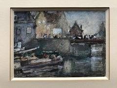 Hans Herrmann, Impressionist Harbour scene, Delfshaven Rotterdam, German painter