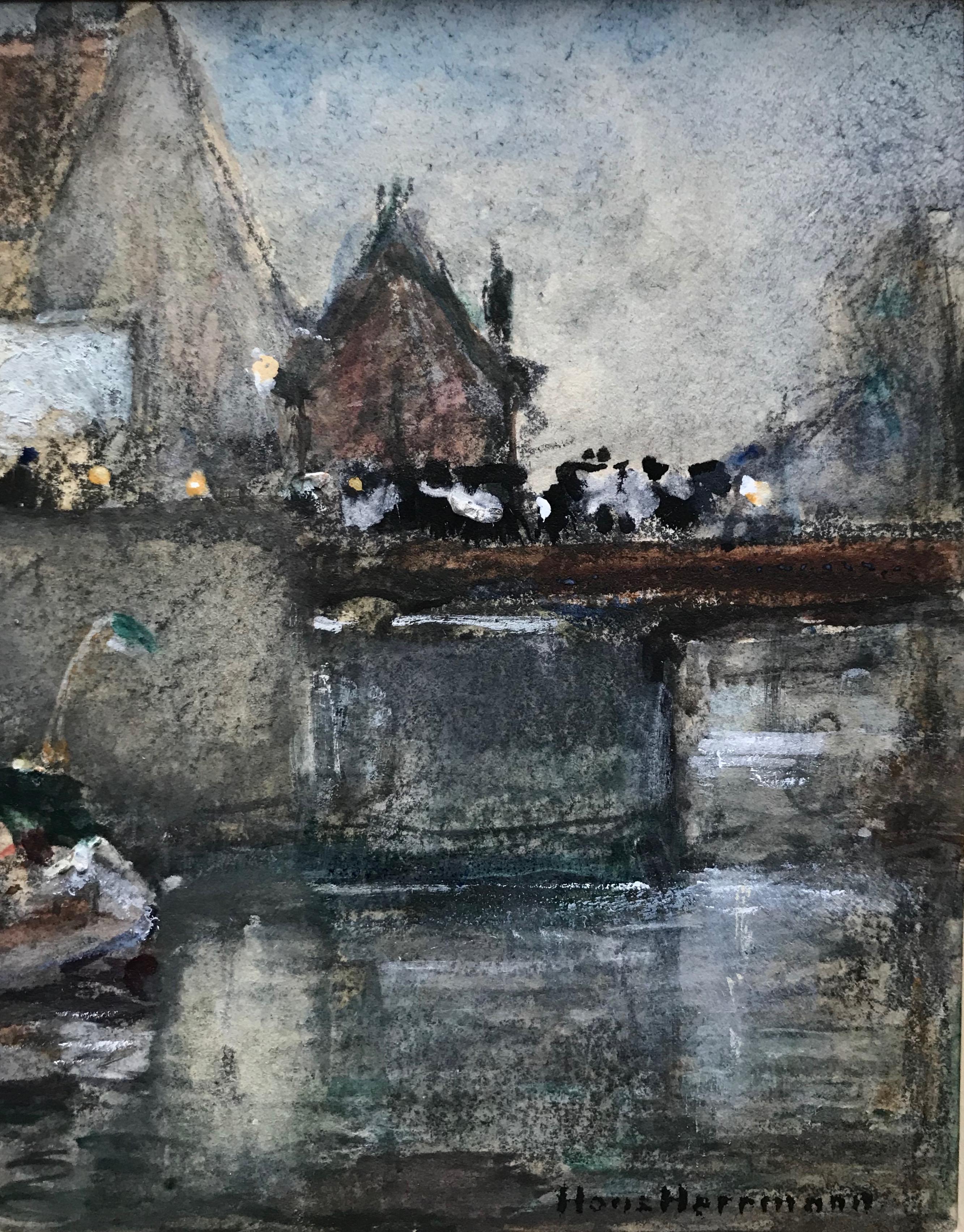 Hans Herrmann, Impressionist Harbour scene, Delfshaven Rotterdam, German painter 2