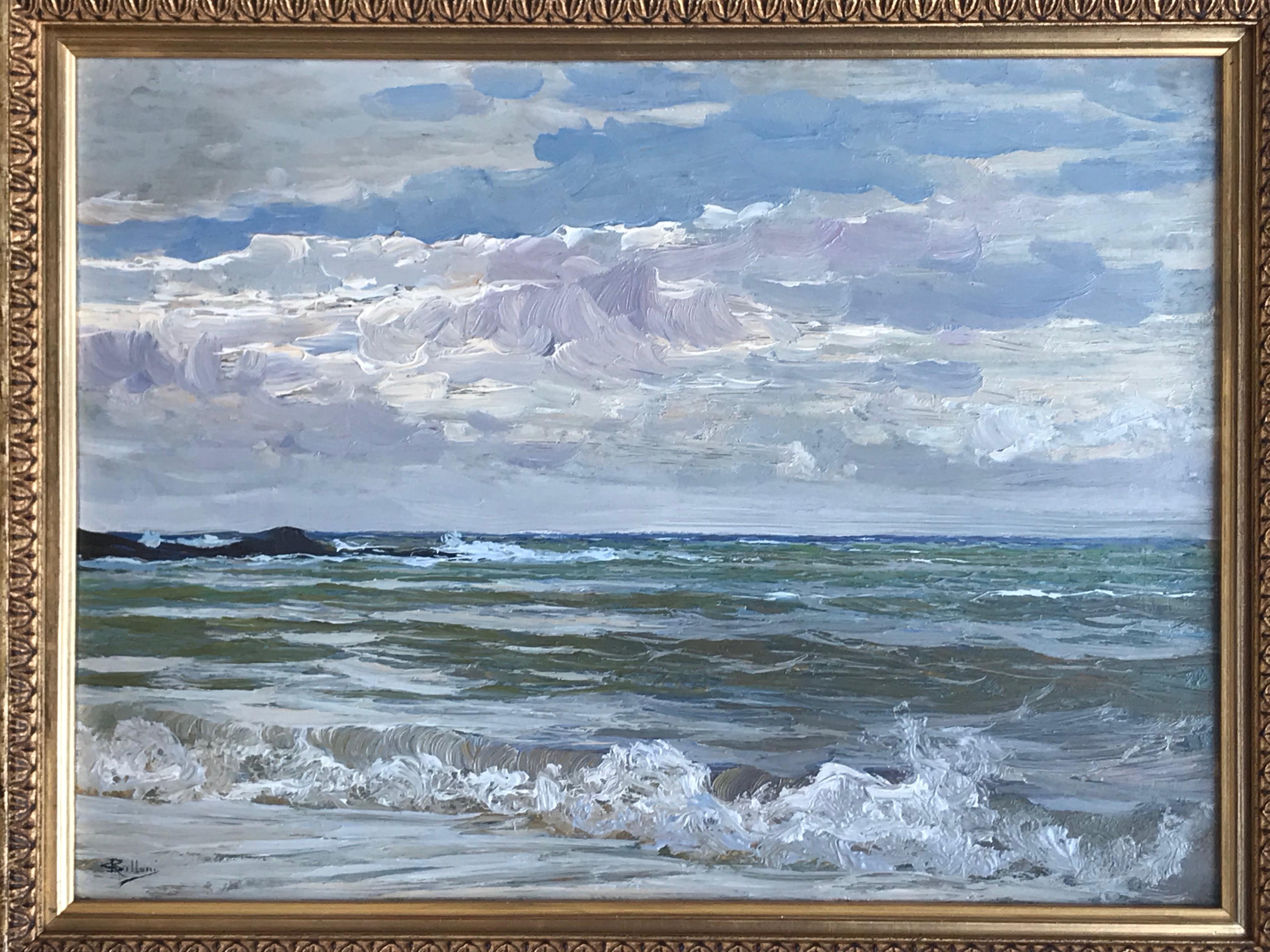 Giorgio Belloni, Italian Impressionist, plein air seascape, Ligurian coast 1