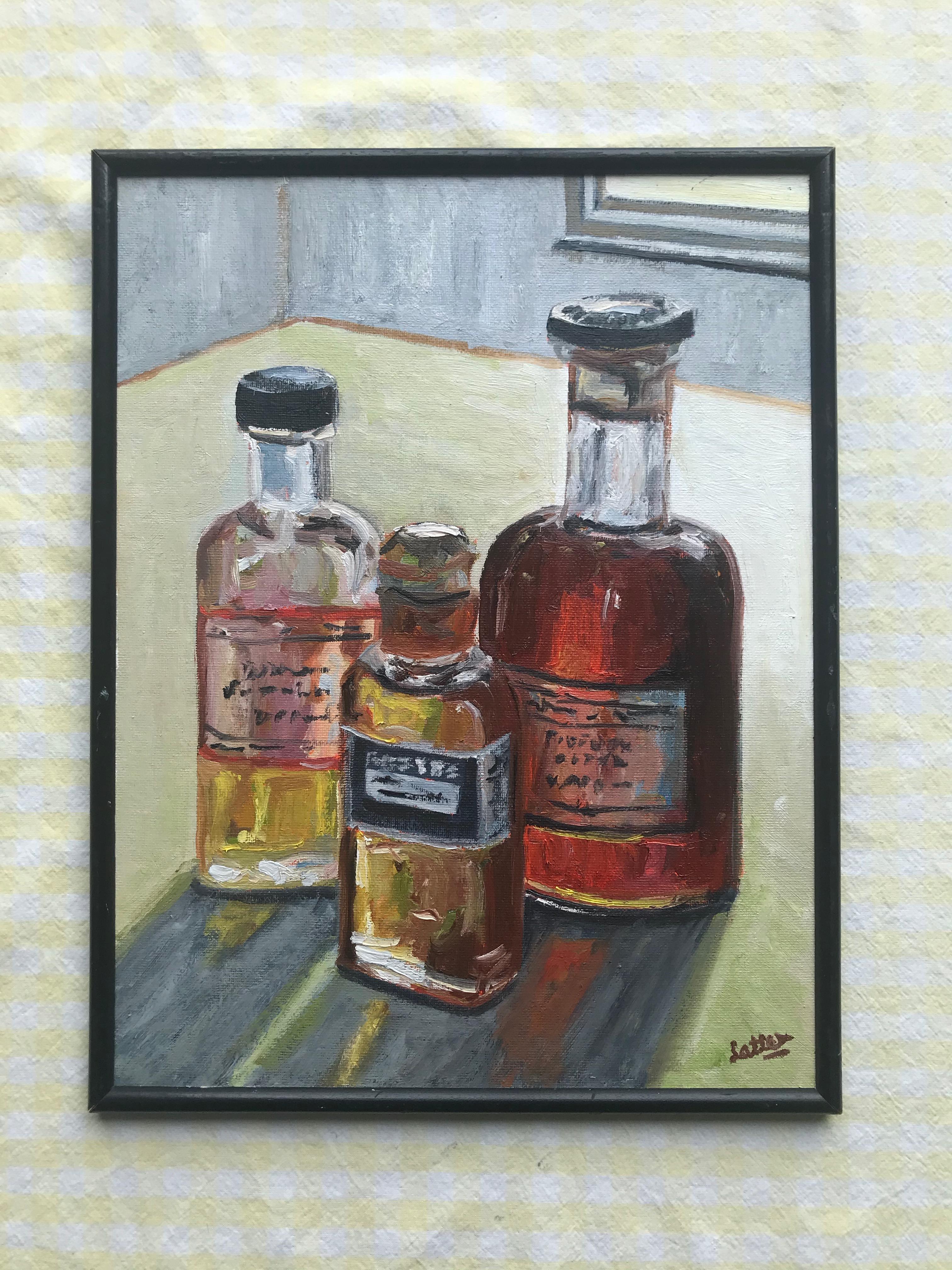 painted bourbon bottles