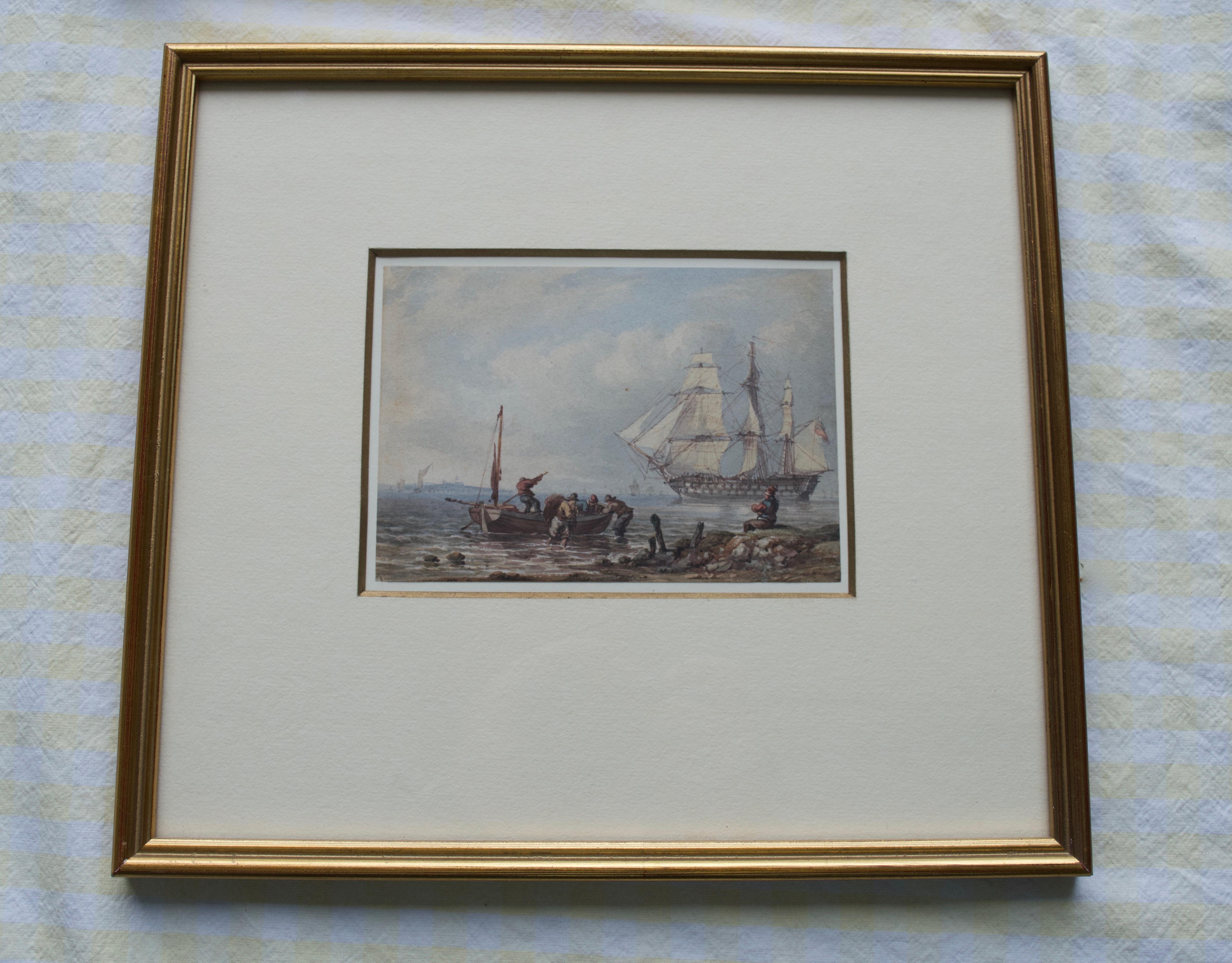 William Joy, A pair of 19th Century Marine scenes with man o'war 5