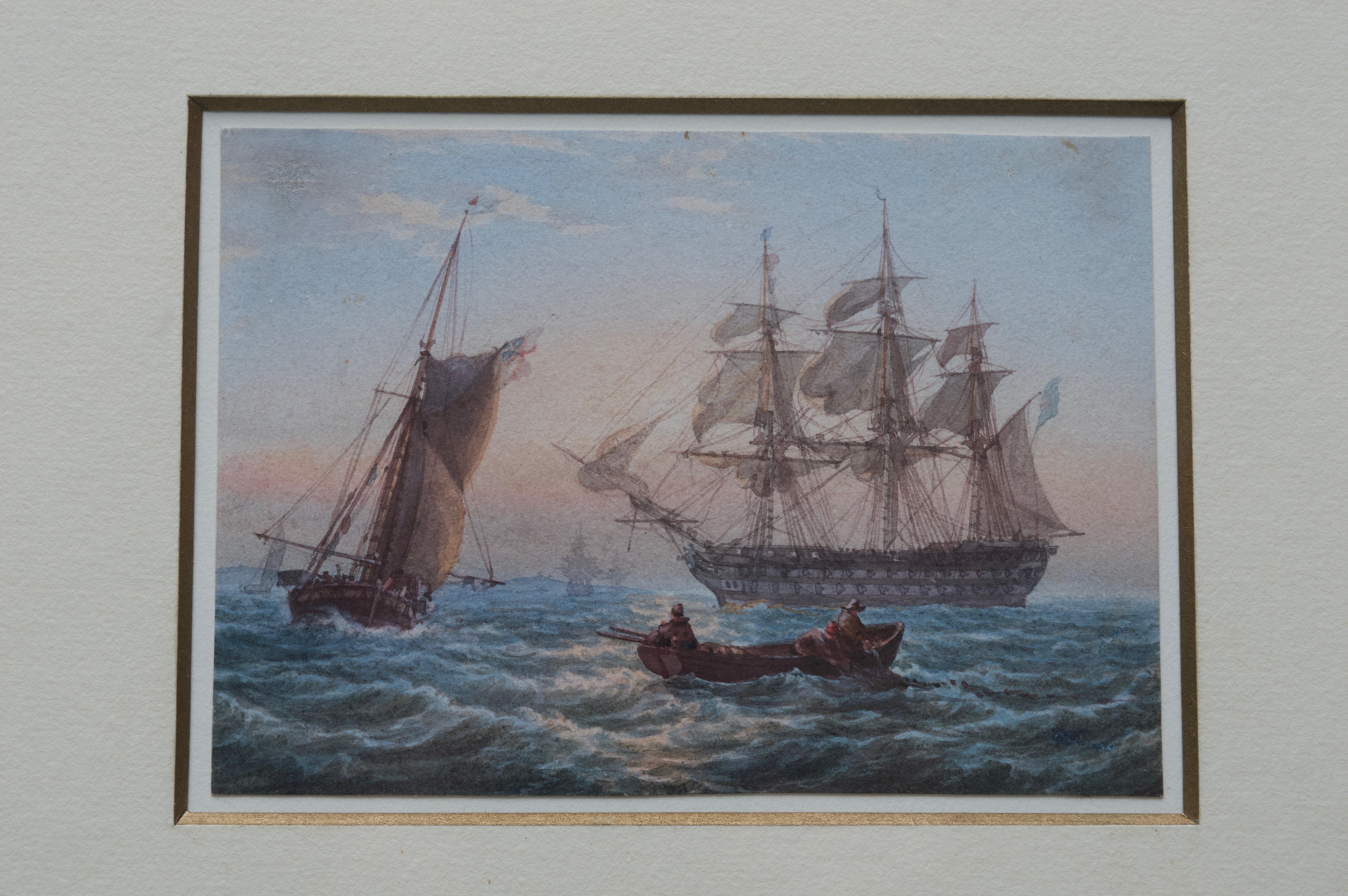William Joy, A pair of 19th Century Marine scenes with man o'war 11