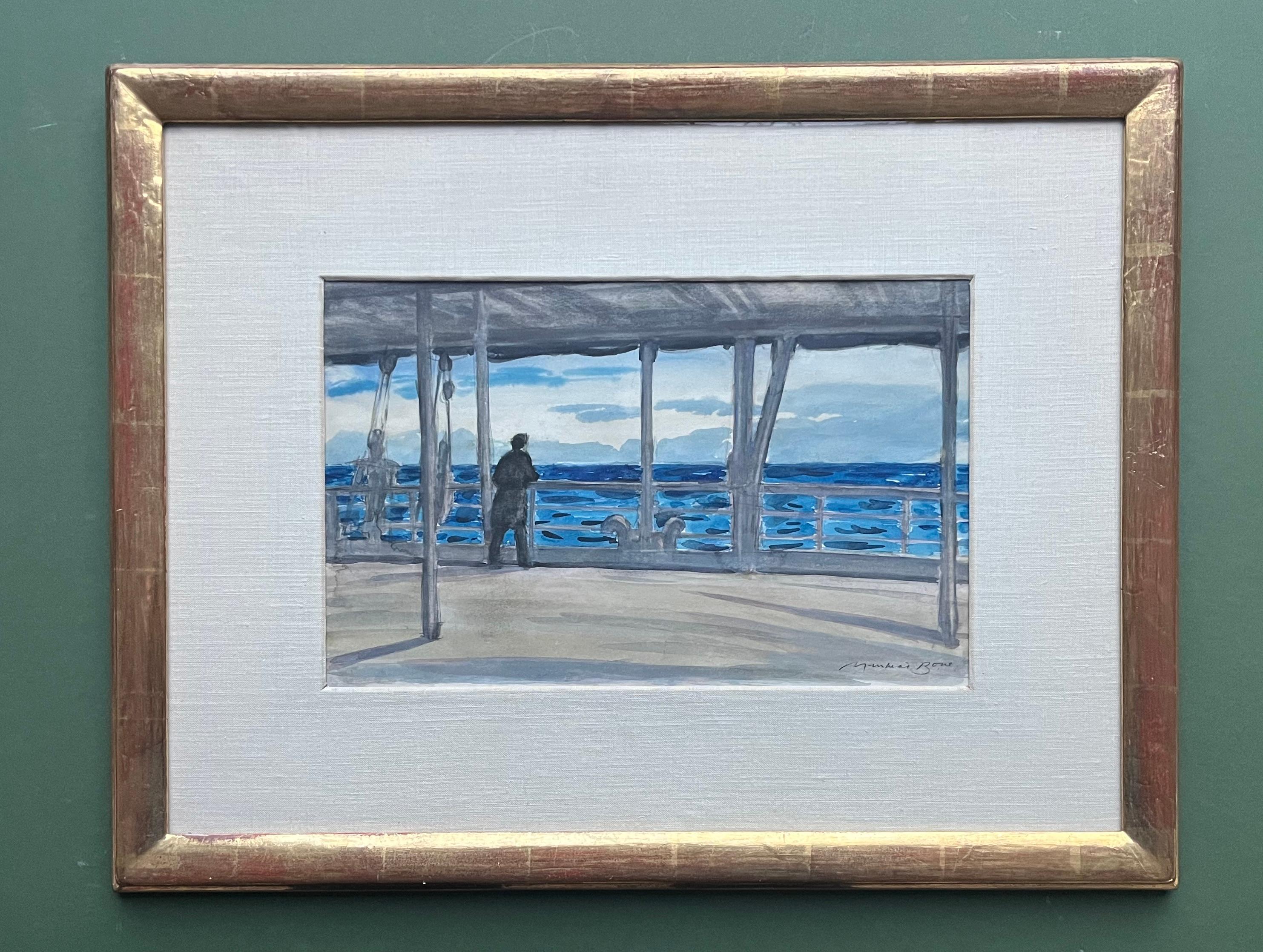 Sir David Muirhead Bone, A Mediterranean evening on a P & O cruise liner For Sale 2