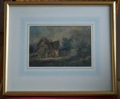 English School, 19th Century, Victorian rustic scene, Thatched cottage