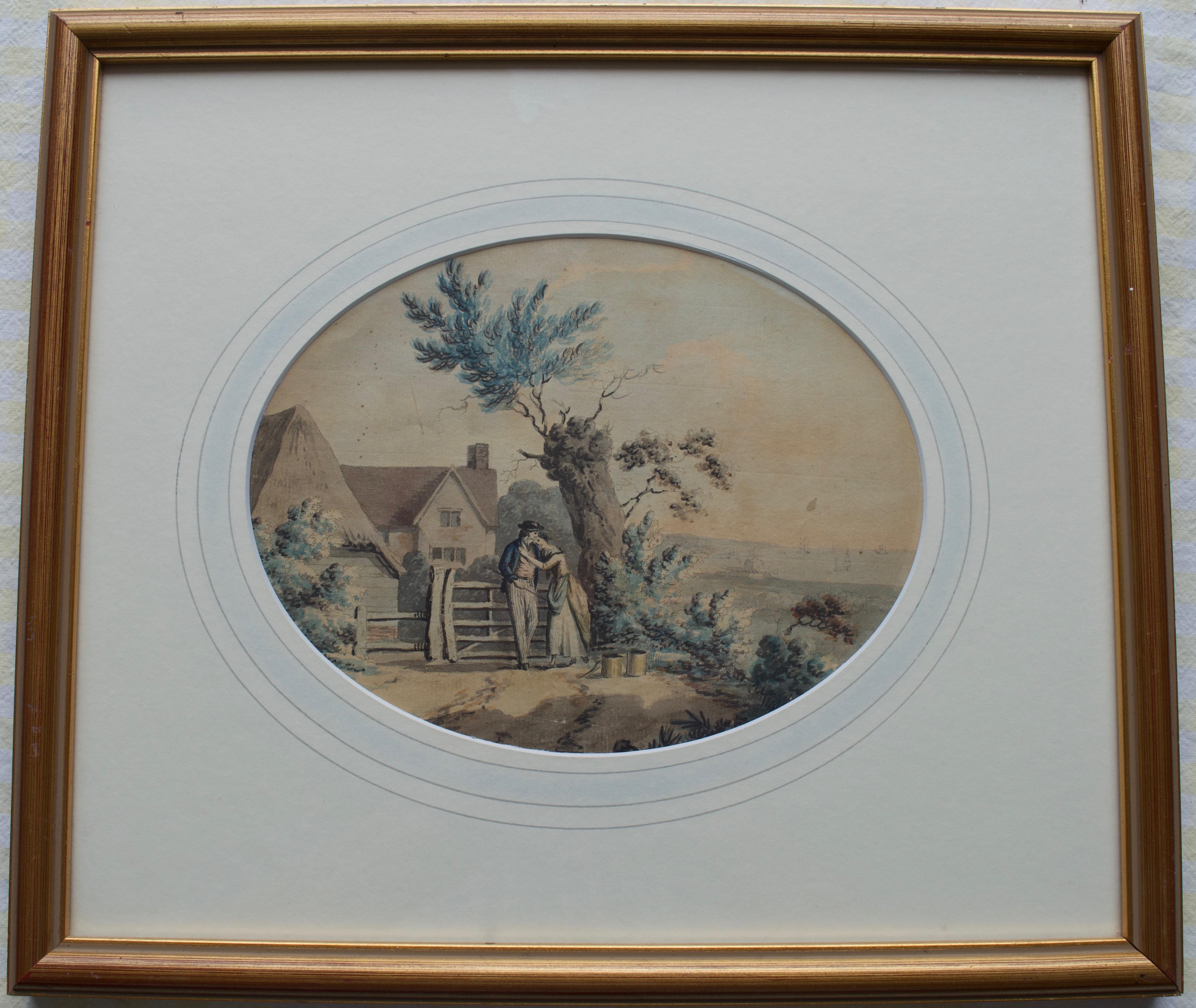 English School, circa 1800 Georgian watercolor, The Sailor's return For Sale 1